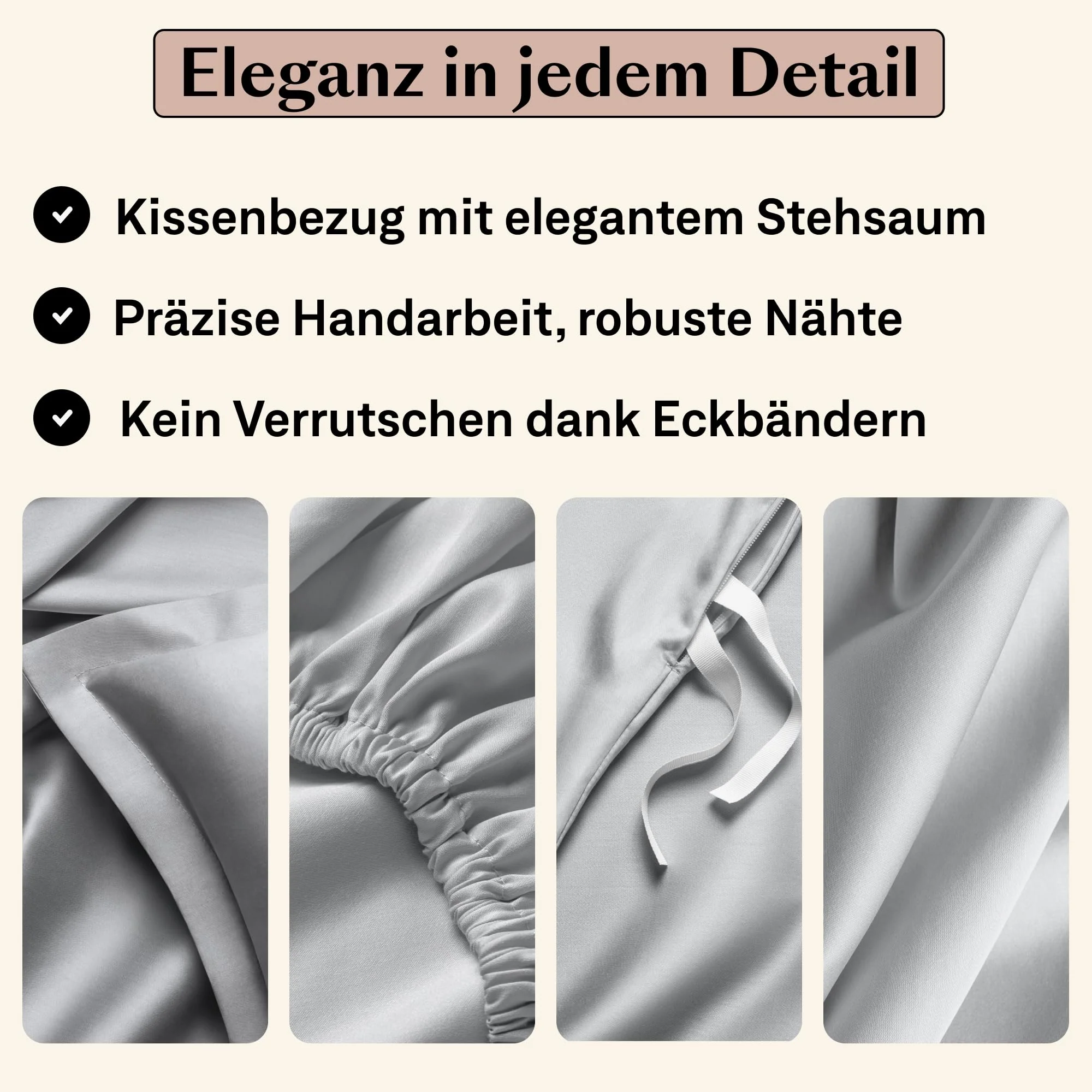 Amqua Mako Satin Kissenbezug (1x) aus ägyptischer Baumwolle 70x90 cm, hellgrau - Image 8