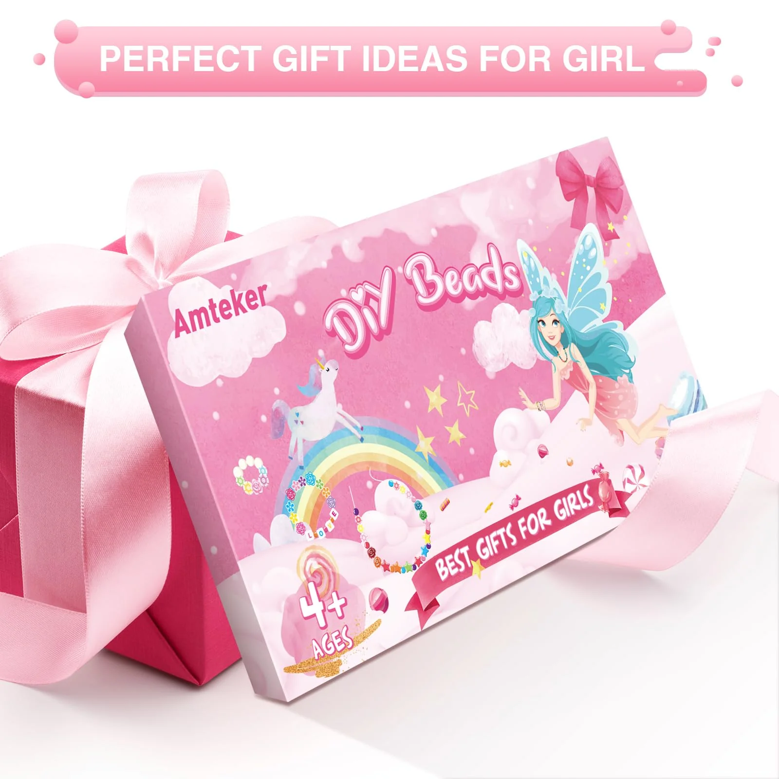 Amteker Geschenke für Mädchen, Perlen für Auffädeln DIY 24 Farben, Bastelset Kinder ab 4 6 Jahre, Armbänder Selber Machen, Basteln Mädchen Einhorn Geschenk 4-6-8 Jahre, Weihnachtsgeschenke für Kinder - Image 2