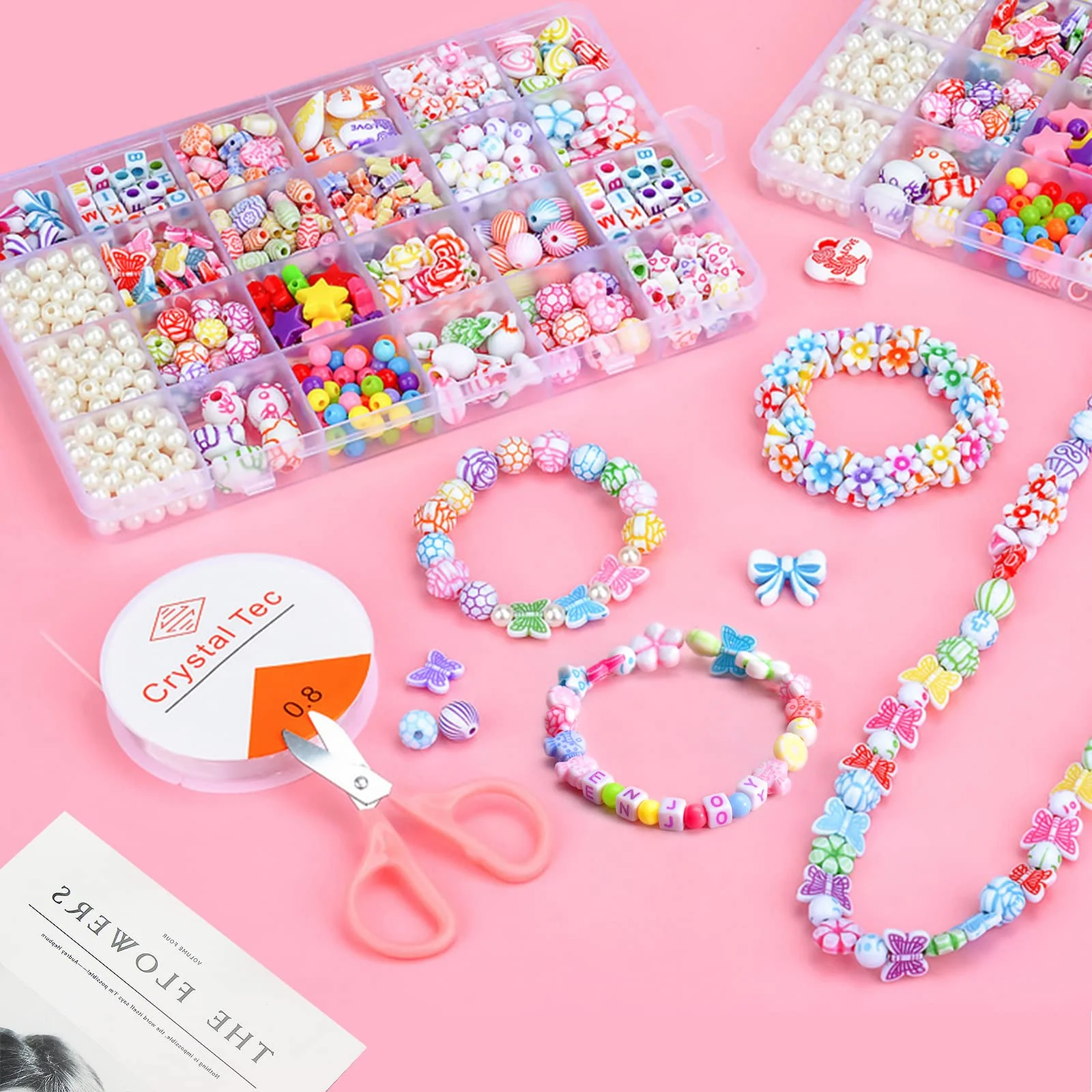 Amteker Geschenke für Mädchen, Perlen für Auffädeln DIY 24 Farben, Bastelset Kinder ab 4 6 Jahre, Armbänder Selber Machen, Basteln Mädchen Einhorn Geschenk 4-6-8 Jahre, Weihnachtsgeschenke für Kinder - Image 5