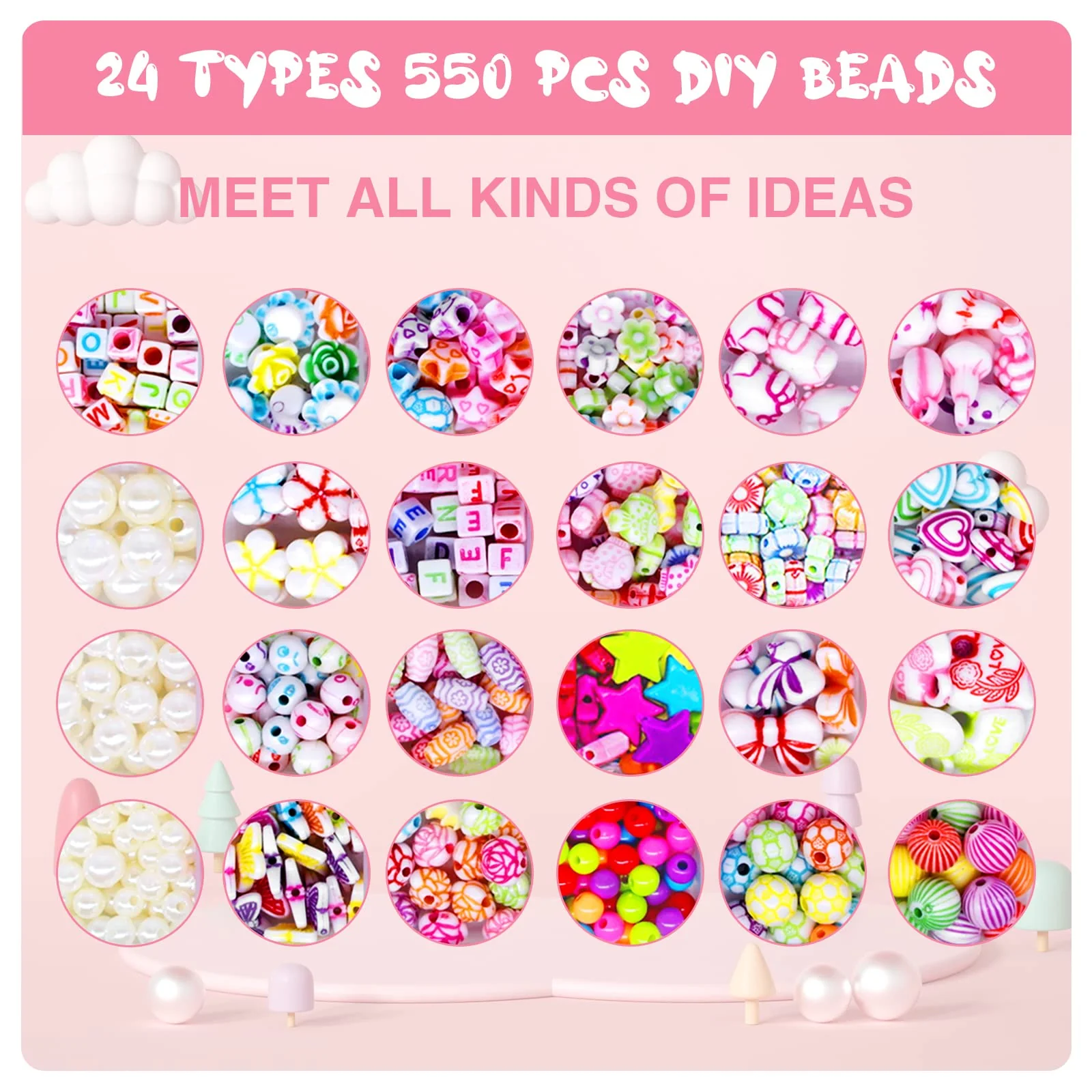 Amteker Geschenke für Mädchen, Perlen für Auffädeln DIY 24 Farben, Bastelset Kinder ab 4 6 Jahre, Armbänder Selber Machen, Basteln Mädchen Einhorn Geschenk 4-6-8 Jahre, Weihnachtsgeschenke für Kinder - Image 7