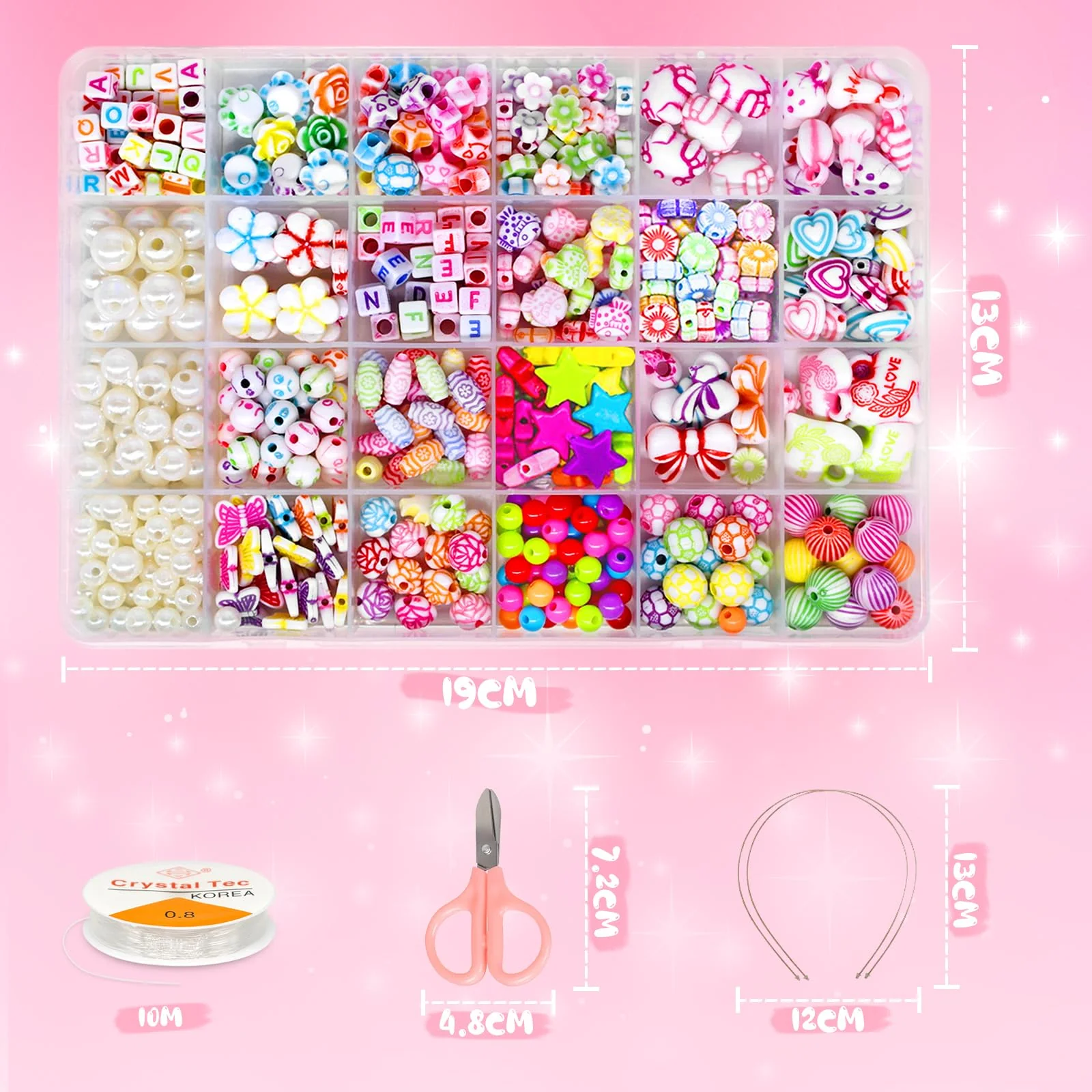 Amteker Geschenke für Mädchen, Perlen für Auffädeln DIY 24 Farben, Bastelset Kinder ab 4 6 Jahre, Armbänder Selber Machen, Basteln Mädchen Einhorn Geschenk 4-6-8 Jahre, Weihnachtsgeschenke für Kinder - Image 8