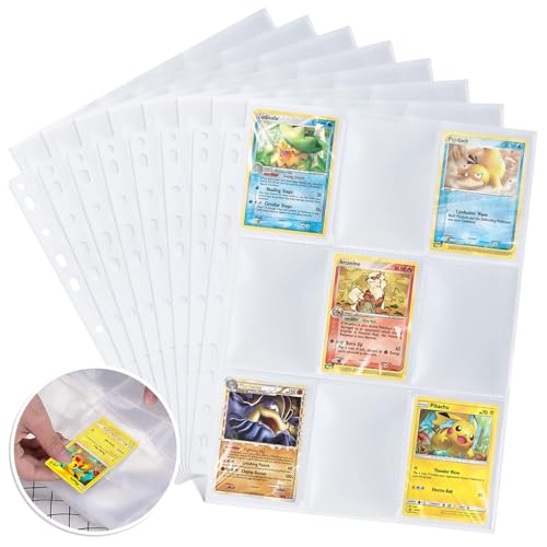 Amteker Leere Sammelalbum, Taschen Pokemon Karten Hüllen, Pokemon Sammelalbum, Pockets Sammelkarten, Neutrale Sammelhüllen, Sammelkartenzubehör Geeignet für Eine Vielzahl von Ringbüchern