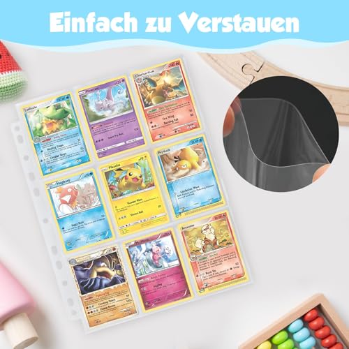 Amteker Leere Sammelalbum, Taschen Pokemon Karten Hüllen, Pokemon Sammelalbum, Pockets Sammelkarten, Neutrale Sammelhüllen, Sammelkartenzubehör Geeignet für Eine Vielzahl von Ringbüchern - Image 6