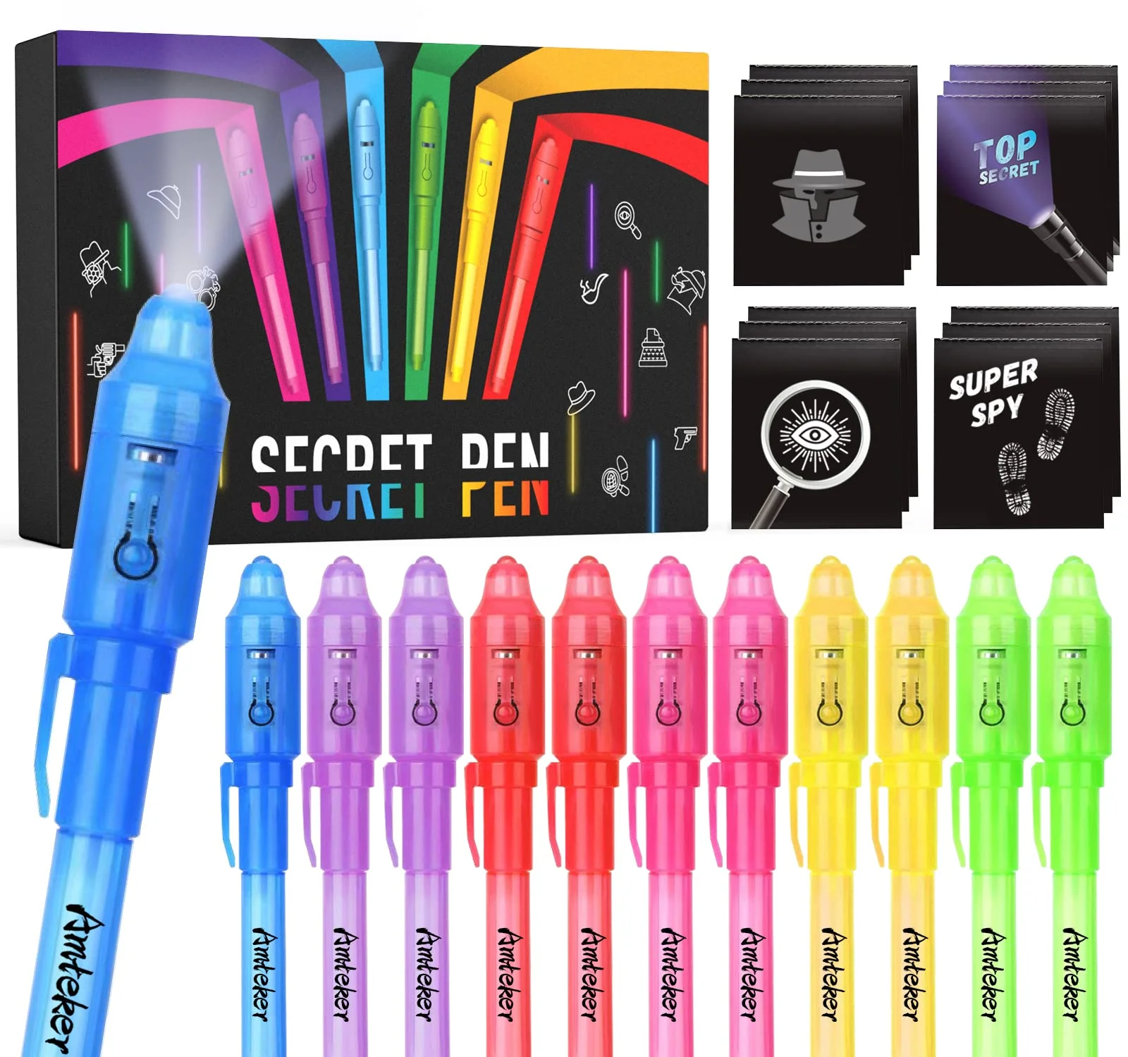 Amteker Mitgebsel Kindergeburtstag Zauberstifte, Adventskalender Füllung Kinder, 12 Stück UV Stift, Nikolaus Geschenke Kinder, Kleine Geschenke für Give Aways Kindergeburtstag Gastgeschenke