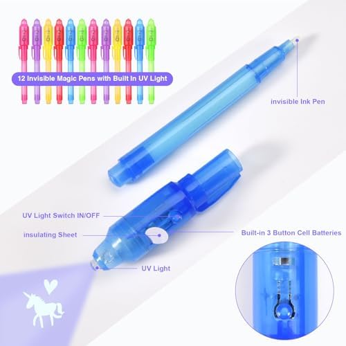 Amteker Mitgebsel Kindergeburtstag Zauberstifte, Adventskalender Füllung Kinder, 12 Stück UV Stift, Nikolaus Geschenke Kinder, Kleine Geschenke für Give Aways Kindergeburtstag Gastgeschenke - Image 6