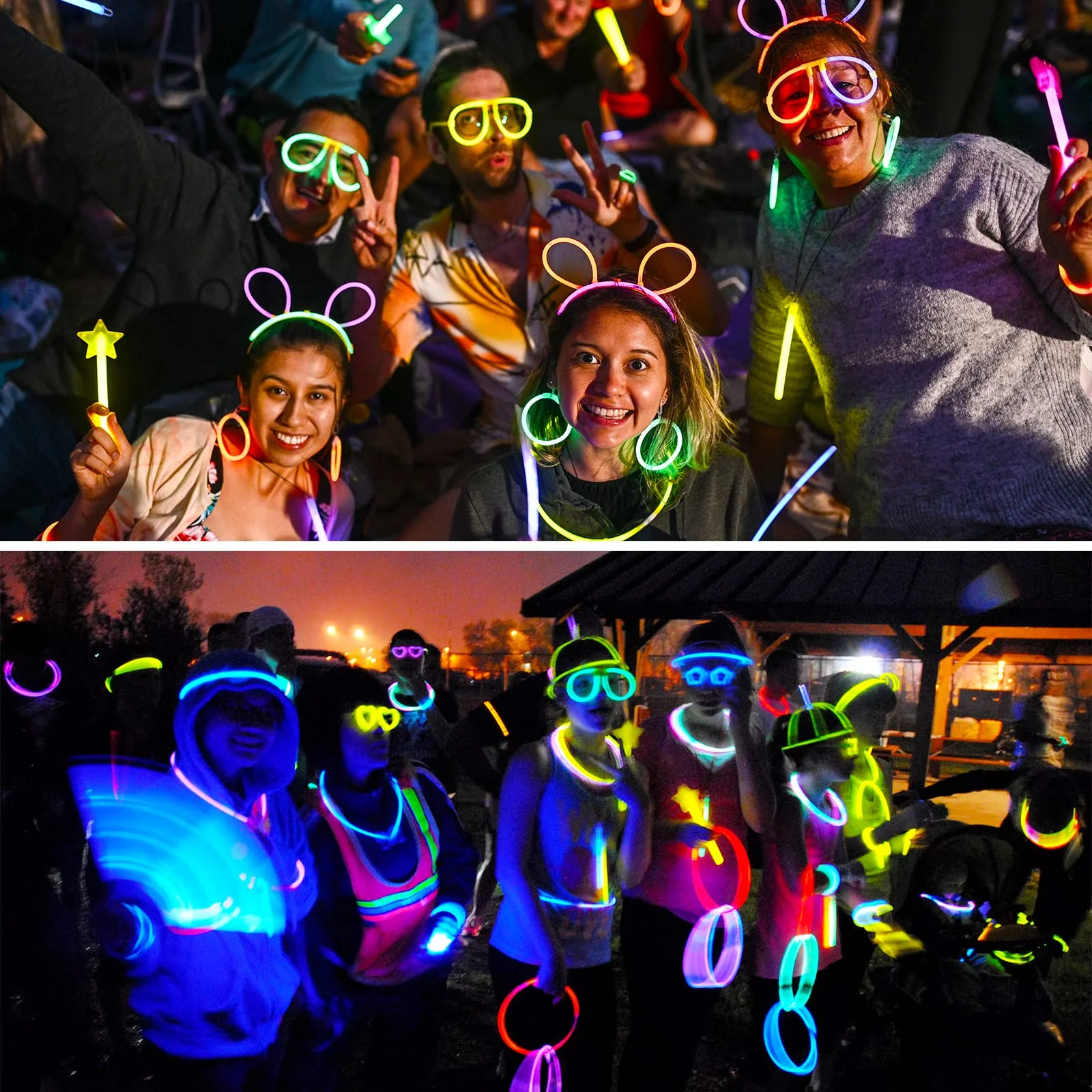 Amzeeniu 270 Stück Knicklichter Party Set Glow Sticks Leuchtstäbe Neon Party Leuchtarmbänder Knicklichter Hochzeit Leuchtspielzeug für Party deko,Festival schwarzlicht deko,Neuem Kreisel,Lutscher - Image 2