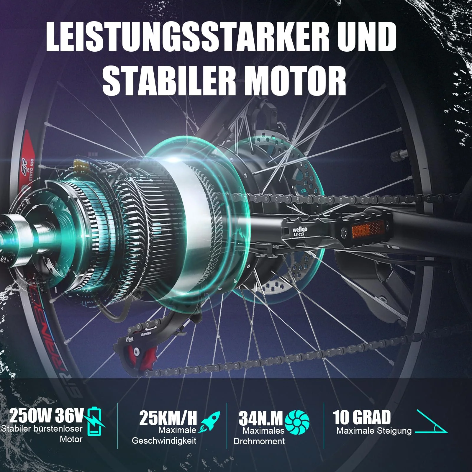 ANCHEER 26 Zoll E Bike, Elektrofahrräder für Damen und Herren, Electric Bike/Pedelec mit 36V 10.4Ah Batterie, 3 Modi, 250W Motor & 45NM, bis zu 100km