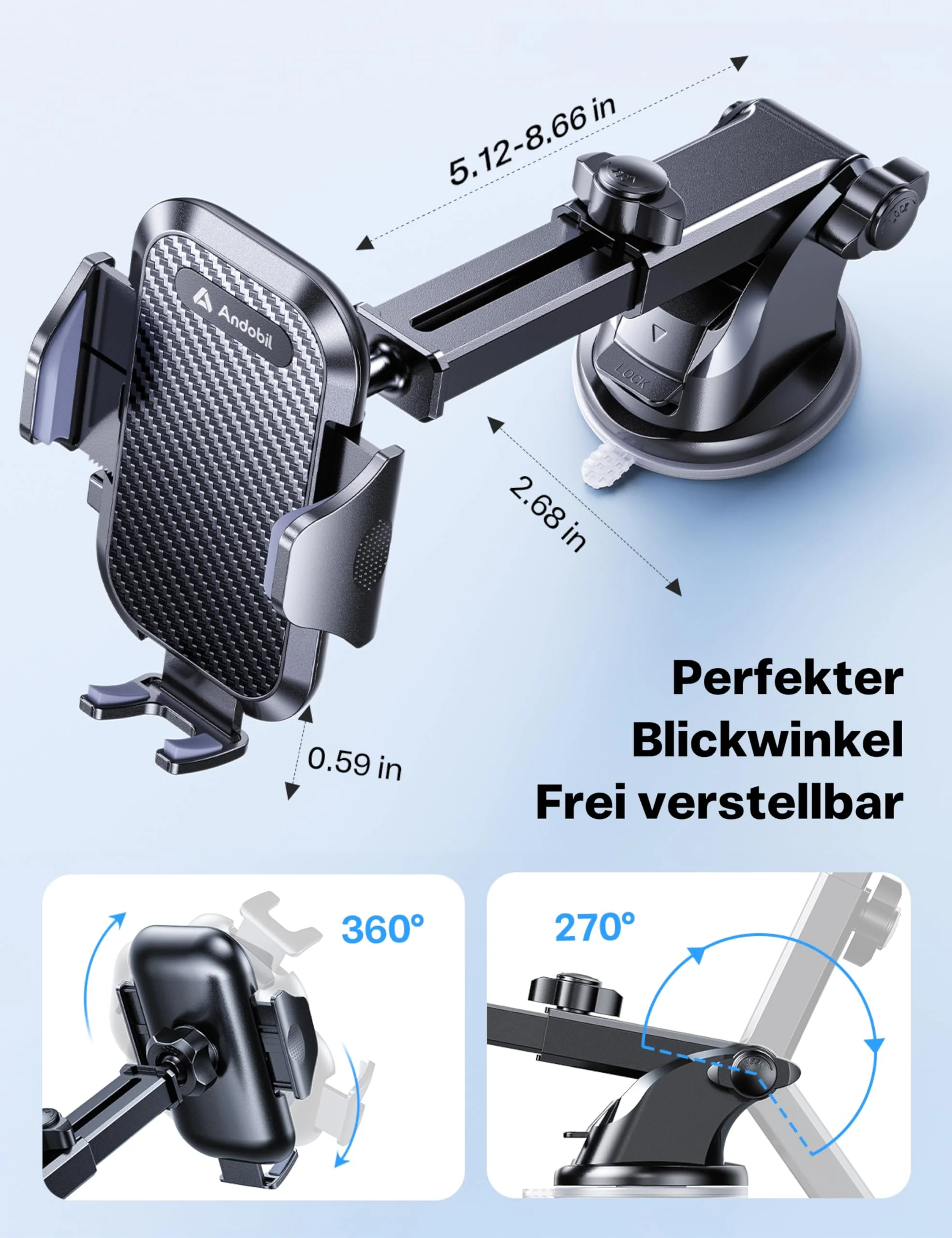 andobil Handyhalterung Auto [2026 3. Generation Upgrade] 3-in-1 Saugnapf & Lüftung Kfz Handyhalterung Universal Smartphone Handyhalter Auto für iPhone 17 Pro Max 16/15/14/13, Samsung S25 Ultra/S24/S23 - Image 3