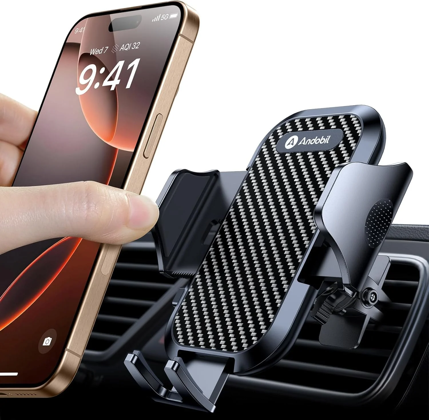 andobil Handyhalterung Auto Lüftung [2025 Neueste Lüftungsclip] Kfz Handy Halterung [100% Sicherer Griff ] 360° Drehbar Autohalterung Zubehör für iPhone 17 Pro Max Air 16 15 14 13 12 Galaxy S25 Ultra