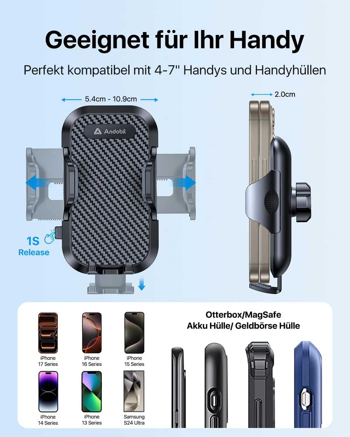 andobil Handyhalterung Auto Lüftung [2025 Neueste Lüftungsclip] Kfz Handy Halterung [100% Sicherer Griff ] 360° Drehbar Autohalterung Zubehör für iPhone 17 Pro Max Air 16 15 14 13 12 Galaxy S25 Ultra - Image 3