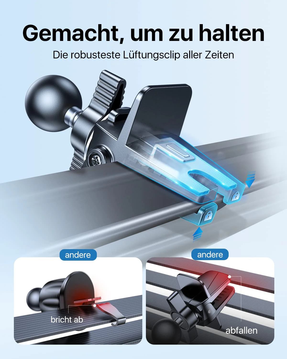 andobil Handyhalterung Auto Lüftung [2025 Neueste Lüftungsclip] Kfz Handy Halterung [100% Sicherer Griff ] 360° Drehbar Autohalterung Zubehör für iPhone 17 Pro Max Air 16 15 14 13 12 Galaxy S25 Ultra - Image 7
