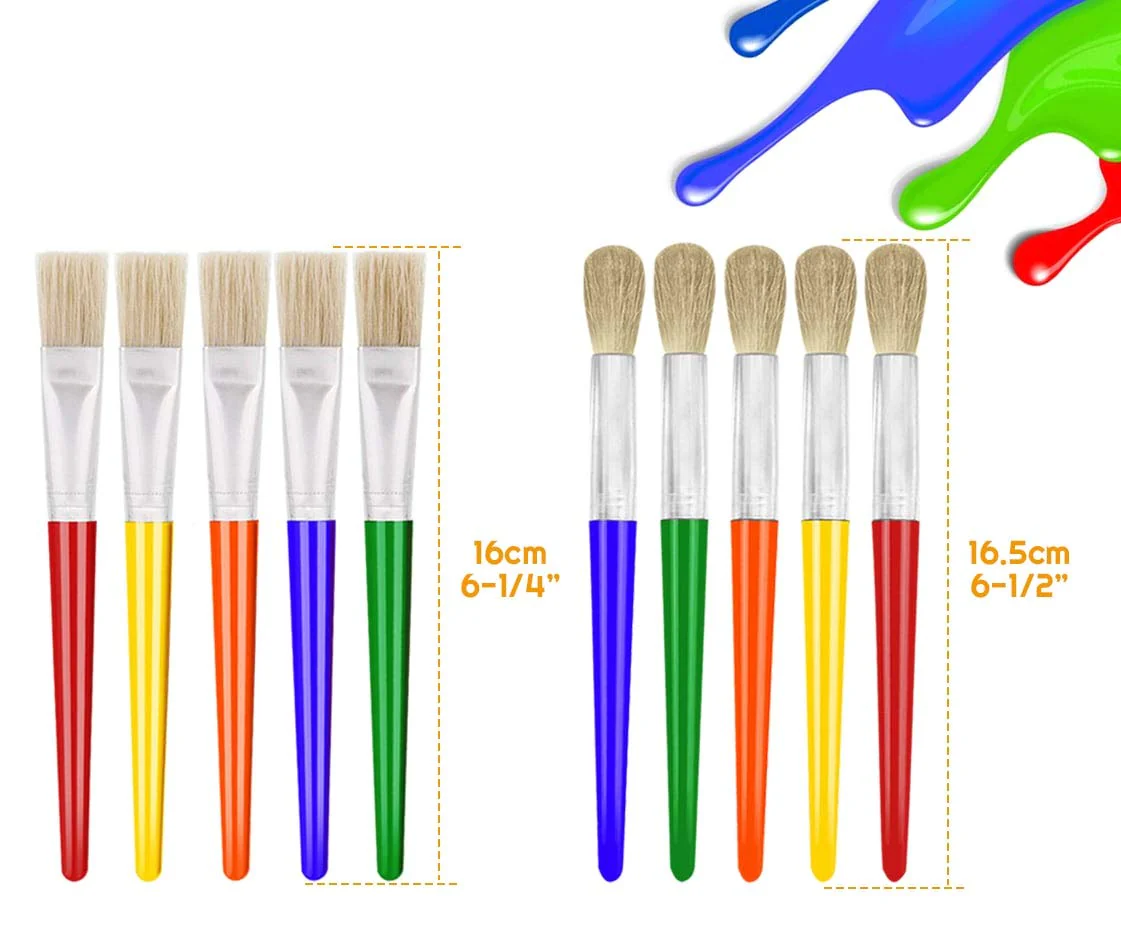 Anezus große, mollige Malpinsel, runde und flache Pinsel für waschbare Acrylfarbe, 10 Stück - Image 6