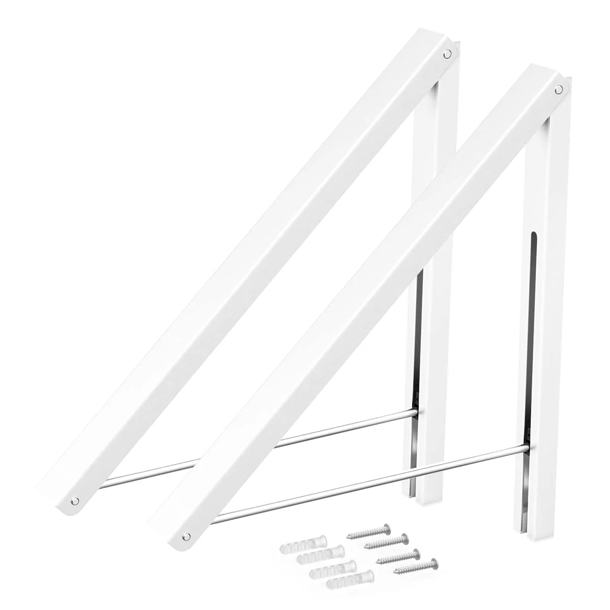 Anjuer Wäscheständer, Wandmontage, Kleiderbügel, zusammenklappbar, Aluminium, platzsparend, Weiß - Image 18