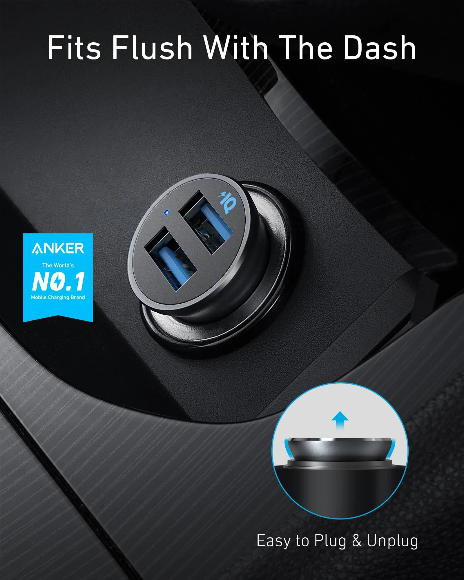 Anker 24W Car Charger Ladegerät, Mini Autoladegerät, 4.8A Duales USB Mit Blauem LED-Licht, Kompatibel Mit iPhone15/14/13, iPad Pro/Air 2/Mini, Galaxy und Mehr - Image 7