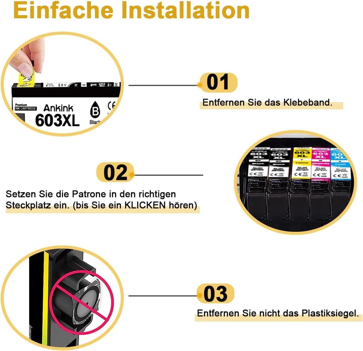 ANKINK Kompatibel Tintenpatrone Druckerpatronen als Ersatz für Epson 603XL für Patrone 603 XL für WF-2820DWF WF-2830DWF WF-2840DWF XP-2100 XP-2150 XP-3100 XP-3150 XP-4100 XP-4150 Schwarz Farbe 10 Pack - Image 3