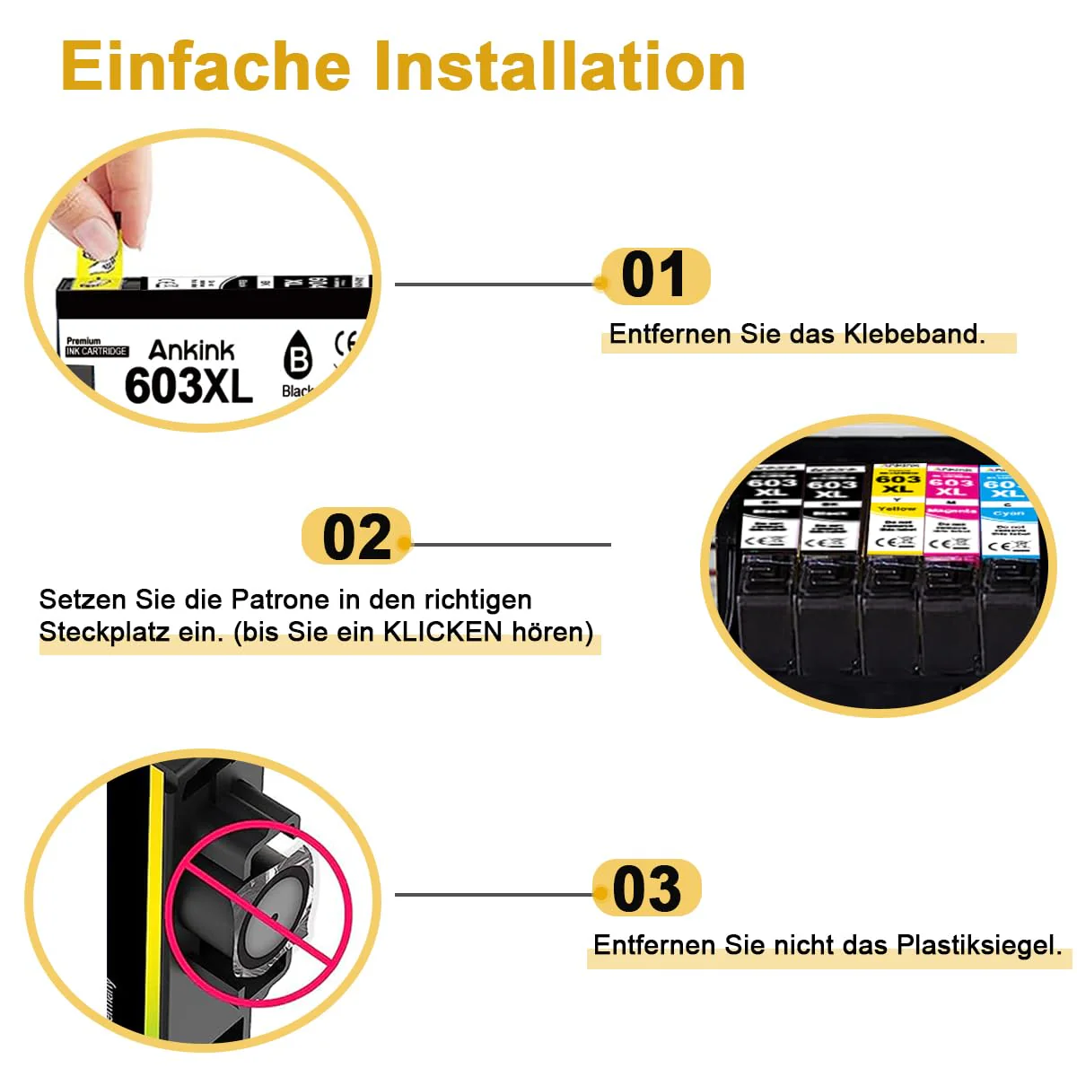 ANKINK Kompatibel Tintenpatrone Druckerpatronen als Ersatz für Epson 603XL für Patrone 603 XL für WF-2820DWF WF-2830DWF WF-2840DWF XP-2100 XP-2150 XP-3100 XP-3150 XP-4100 XP-4150 Schwarz Farbe 10 Pack - Image 4