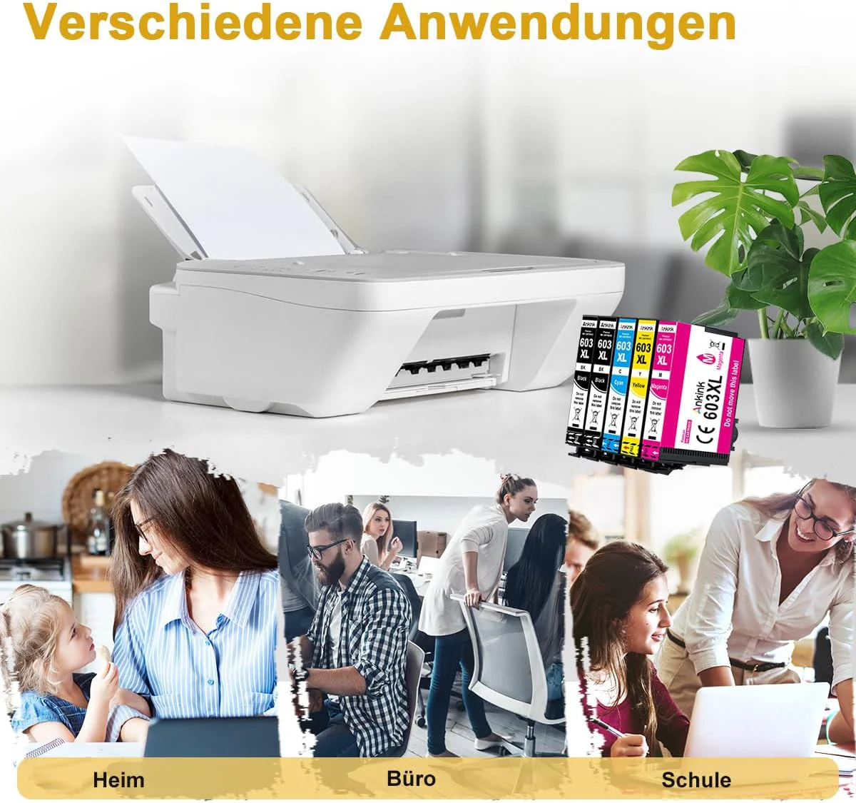 ANKINK Kompatibel Tintenpatrone Druckerpatronen als Ersatz für Epson 603XL für Patrone 603 XL für WF-2820DWF WF-2830DWF WF-2840DWF XP-2100 XP-2150 XP-3100 XP-3150 XP-4100 XP-4150, Schwarz Farbe 5 Pack - Image 11