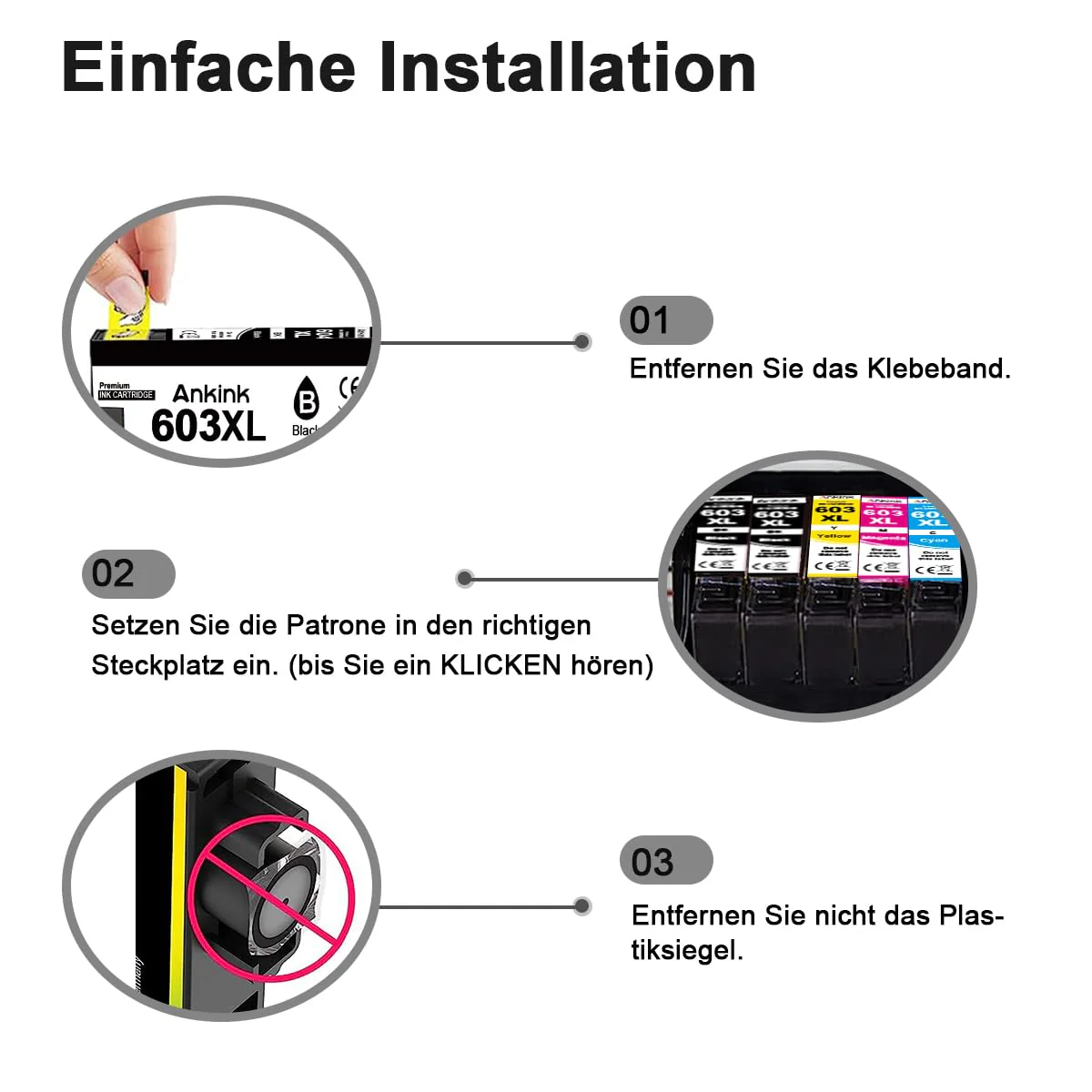 ANKINK Kompatibel Tintenpatrone Druckerpatronen als Ersatz für Epson 603XL für Patrone 603 XL für WF-2820DWF WF-2830DWF WF-2840DWF XP-2100 XP-2150 XP-3100 XP-3150 XP-4100 XP-4150, Schwarz Farbe 5 Pack - Image 3