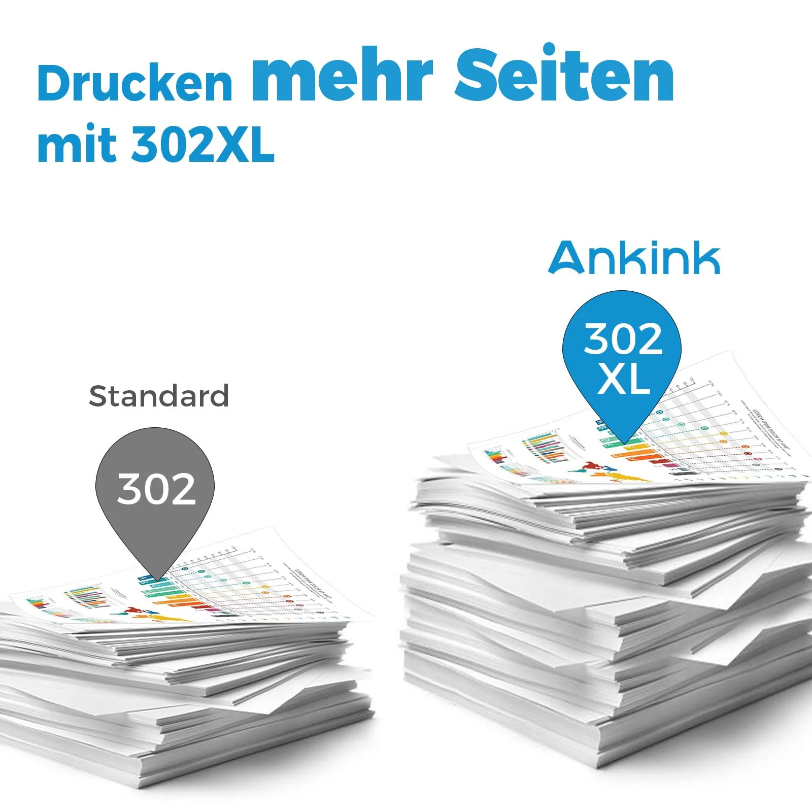 ANKINK Wiederaufbereitet Tintenpatrone Druckerpatronen als Ersatz für HP 302XL für Patrone 302 XL für 1110 2130 3630 3632 3634 3636 3639 4520 4524 4525 4526 4528 3830 3831 3833 Schwarz Farbe 2er-Pack - Image 4
