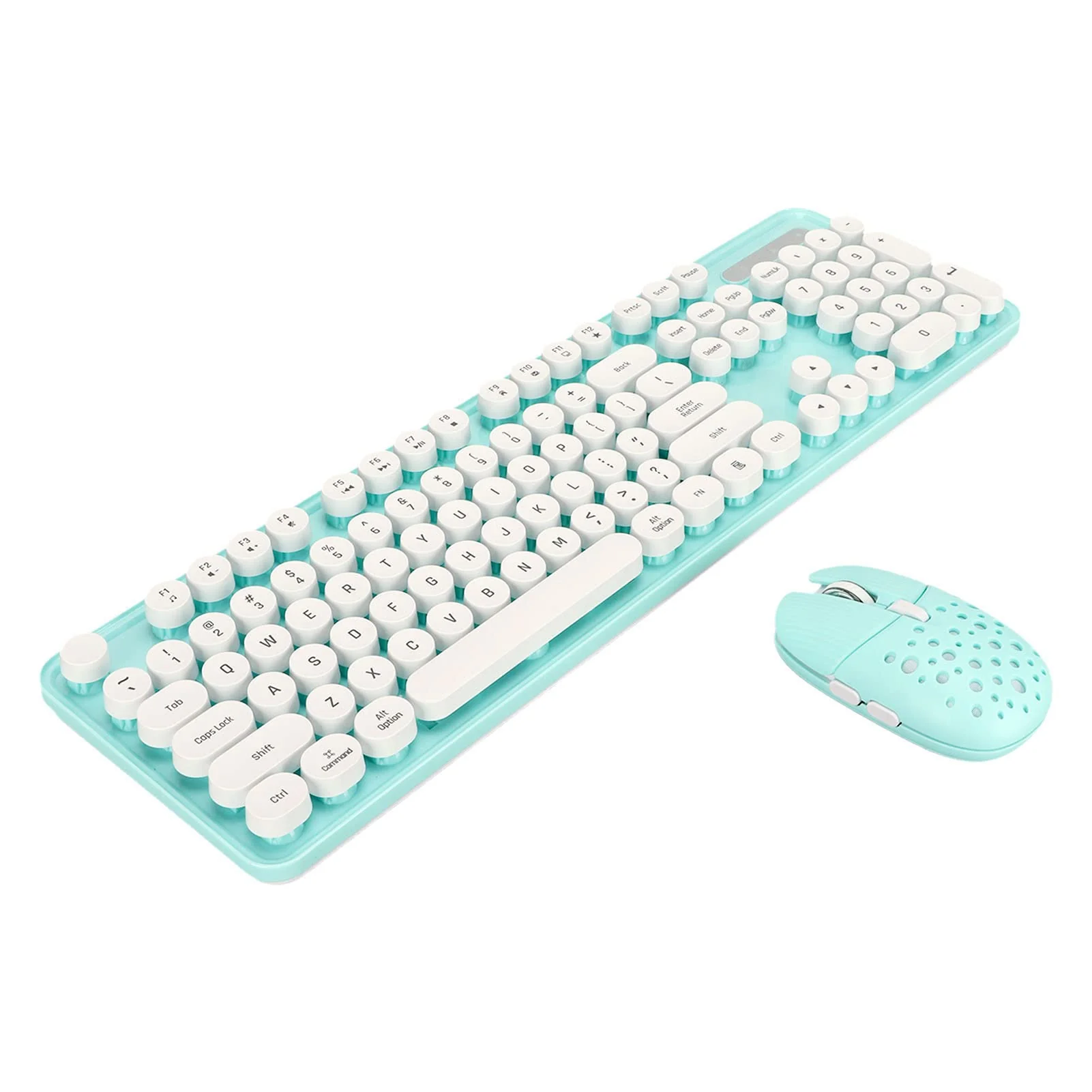 Annadue Kabellose Tastatur und Maus, 2,4 G Retro Punk Mechanisches Tastatur und Maus Set mit Runden Tastenkappen, 800, 1600, 2400 DPI, für Office/Gaming. (Blaues Brett) - Image 2