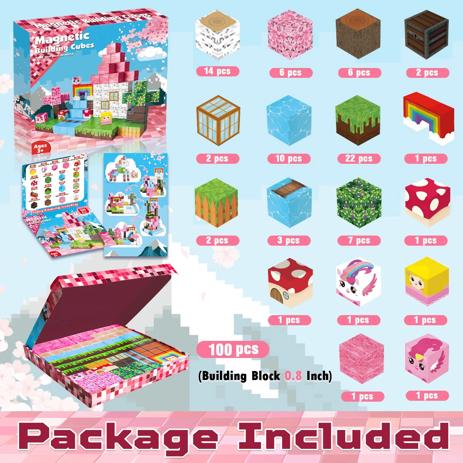Annexfun Magnetische Bausteine 100 Stück - Baue Dein Magisches Einhorn mit Prinzessin & Schloss! Fantasievolle Magnetische Bauwelt Spielzeug ab 4 Jahren für Mädchen 4-8 Jahre - Image 6