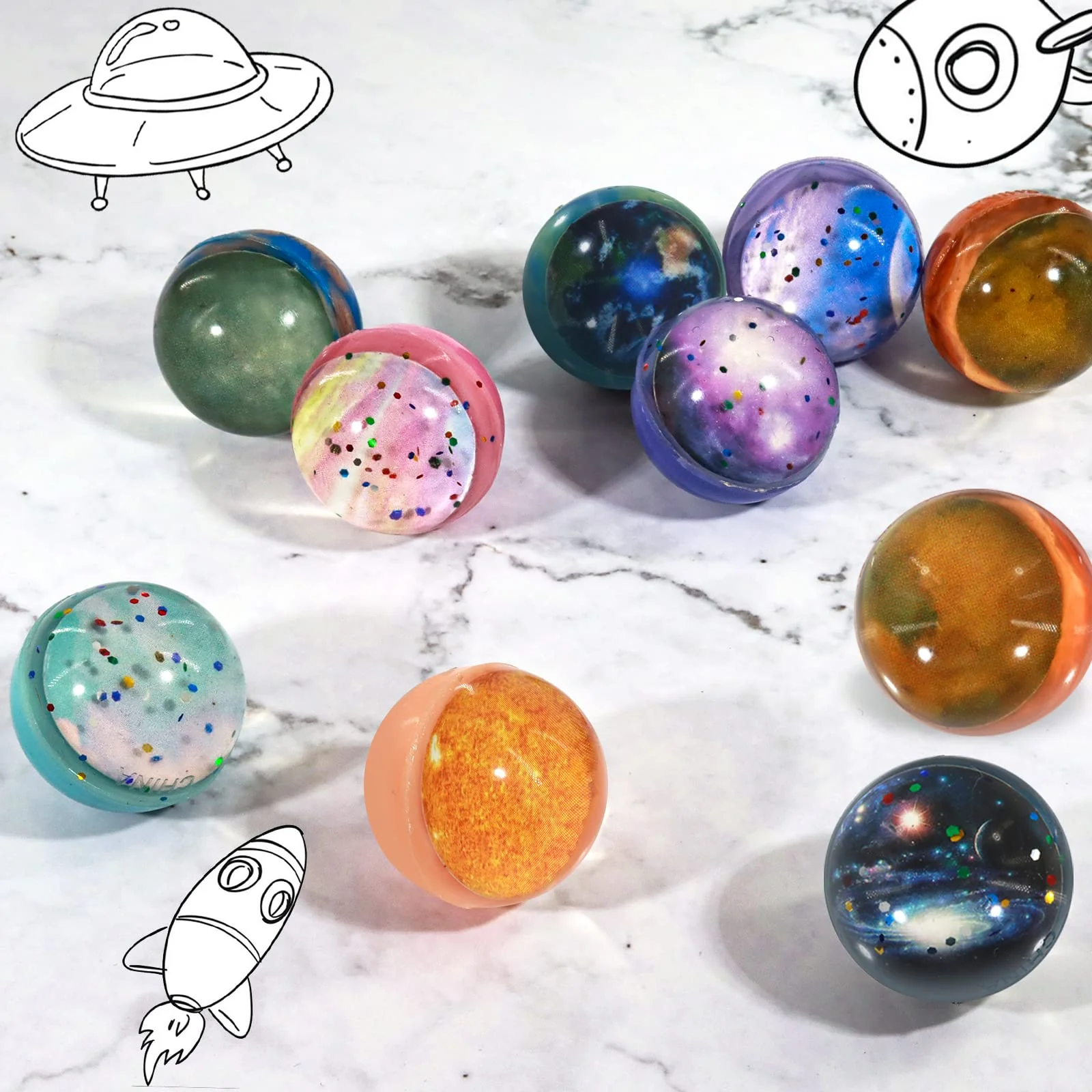 Annhao 30 Stück Flummies für Kinder, Flummi Planeten Spielzeug Geschenk Kindergeburstag Mitgebsel Groß Set für Mädchen Jungen give aways mitgebsel Kindergeburtstag gastgeschenke Partygeschenke (32mm) - Image 3