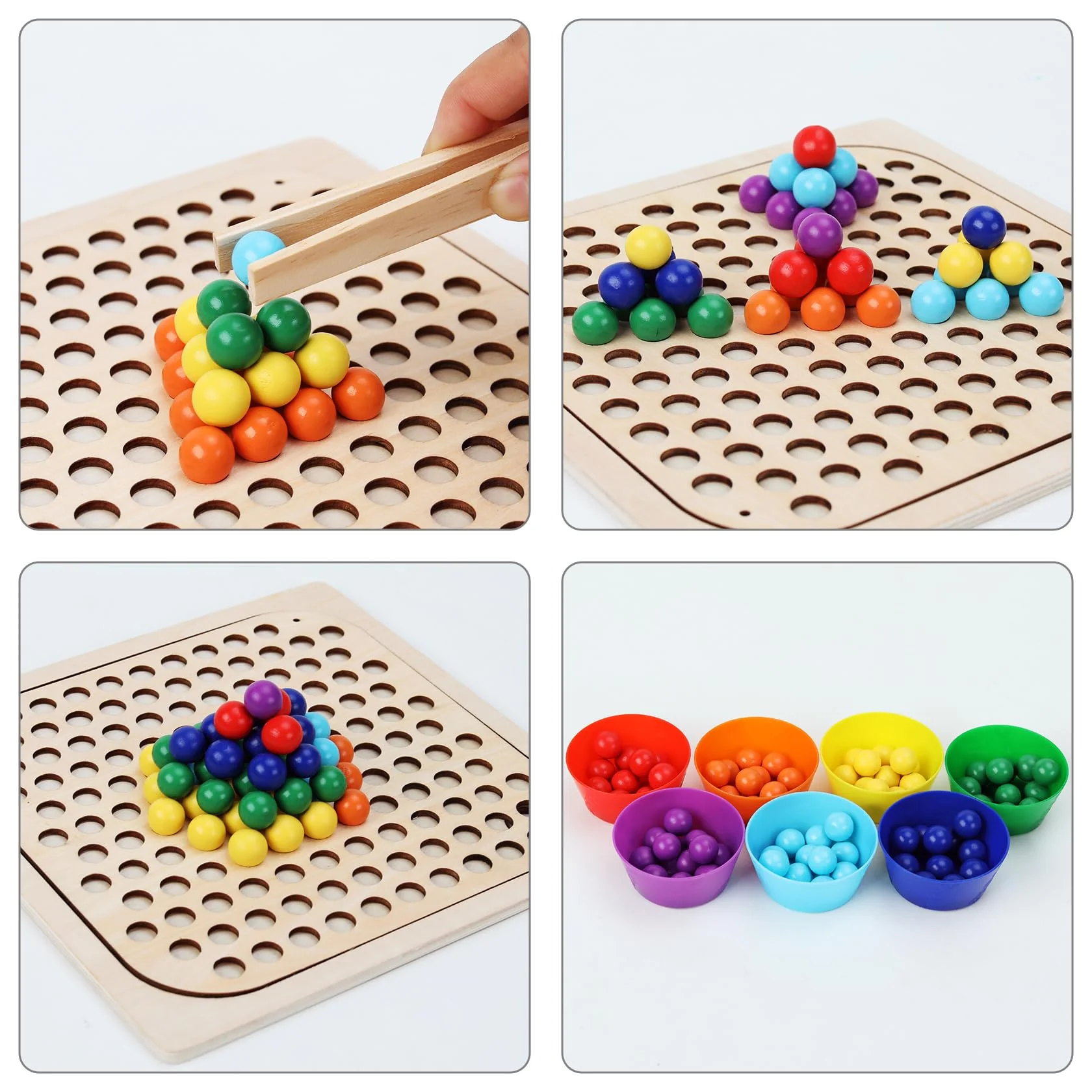 ANPEAC Holz Montessori Spielzeug,Clip Perlen Puzzle Brettspiele, Mathe Lernspielzeug,Kinder Vorschule Farben Sortier Stapelspielzeug für 3 4 5 Jahre alt Kinder - Image 3