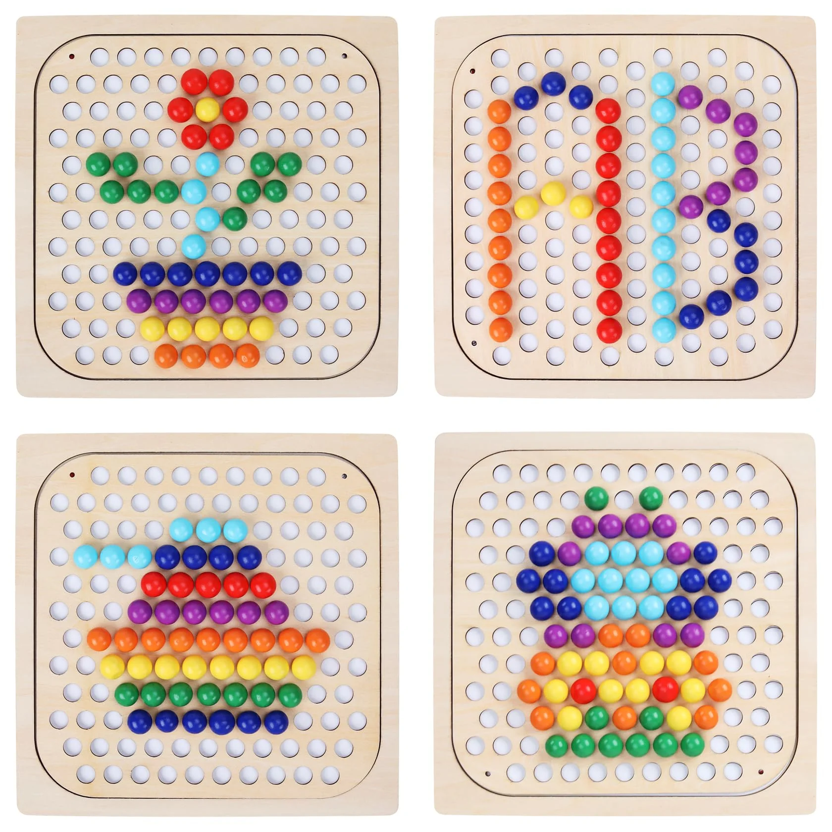ANPEAC Holz Montessori Spielzeug,Clip Perlen Puzzle Brettspiele, Mathe Lernspielzeug,Kinder Vorschule Farben Sortier Stapelspielzeug für 3 4 5 Jahre alt Kinder - Image 4