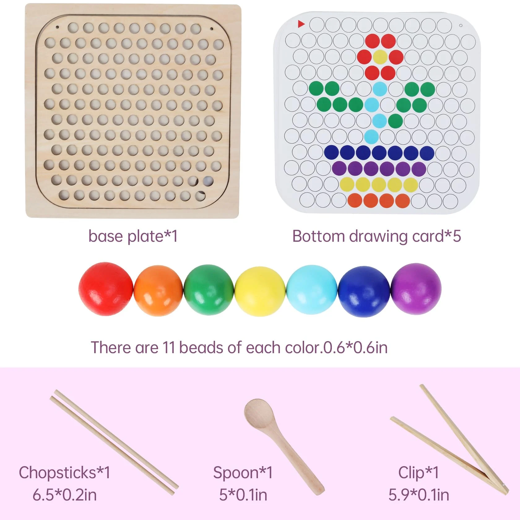 ANPEAC Holz Montessori Spielzeug,Clip Perlen Puzzle Brettspiele, Mathe Lernspielzeug,Kinder Vorschule Farben Sortier Stapelspielzeug für 3 4 5 Jahre alt Kinder - Image 6