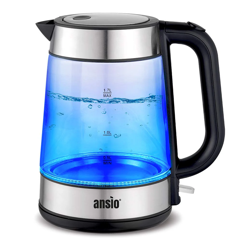 ANSIO Wasserkocher Edelstahl,1,7 Liter, 2200 watts Wasserkocher mit Herausnehmbarer Kalkfilter, Abschaltautomatik, Schnellkochfunktion Wasserstandsanzeige beleuchtet BPA Frei (Edelstahl-schwarz) - Image 7