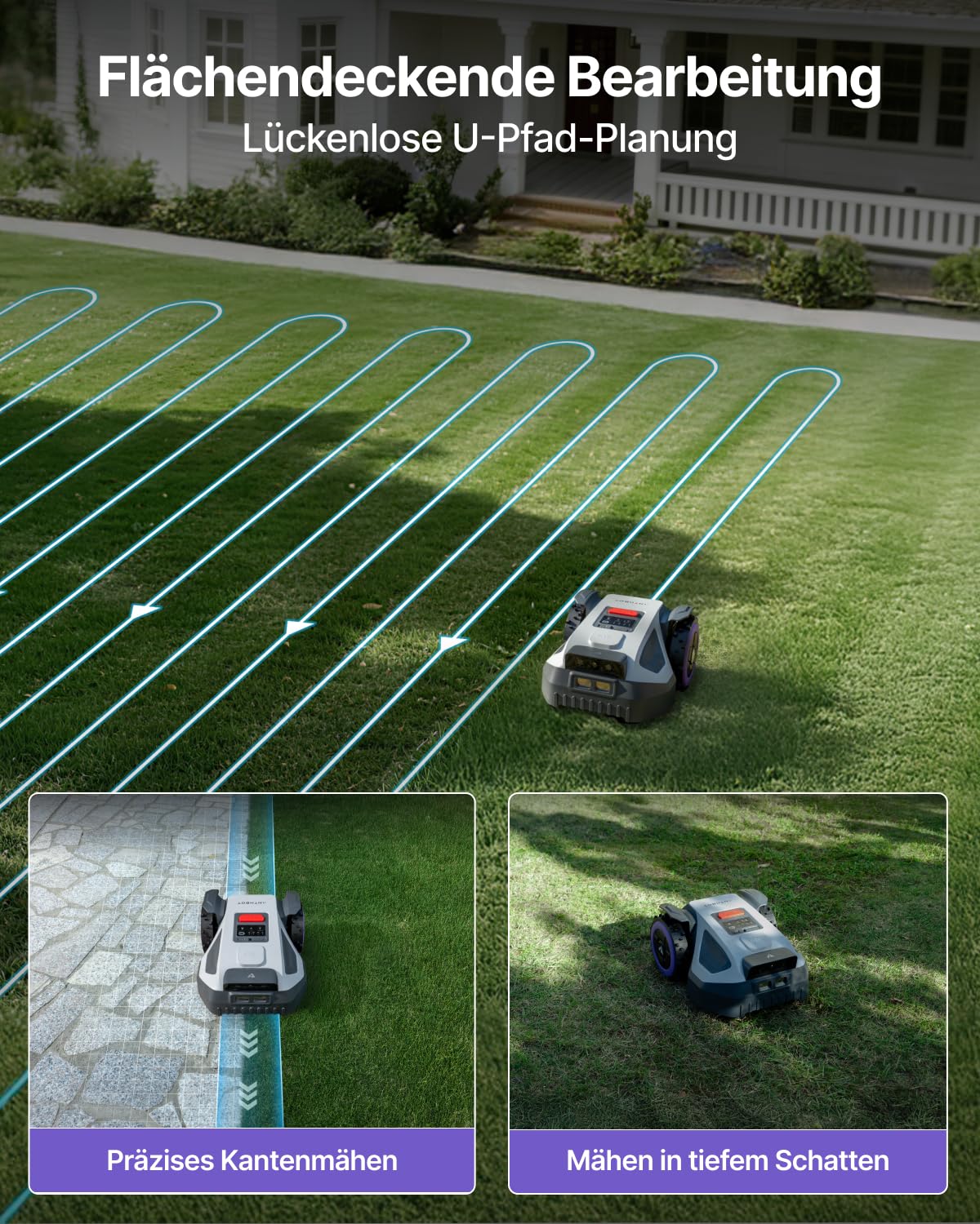 ANTHBOT M9 Mähroboter mit passender Garage, ohne Begrenzungskabel mit RTK-Navigation und Dual-Vision, KI-Hindernisvermeidung, für Gärten bis 900 m² (max. 1200 m²), Rasenroboter mit 45% Steigung - Image 6