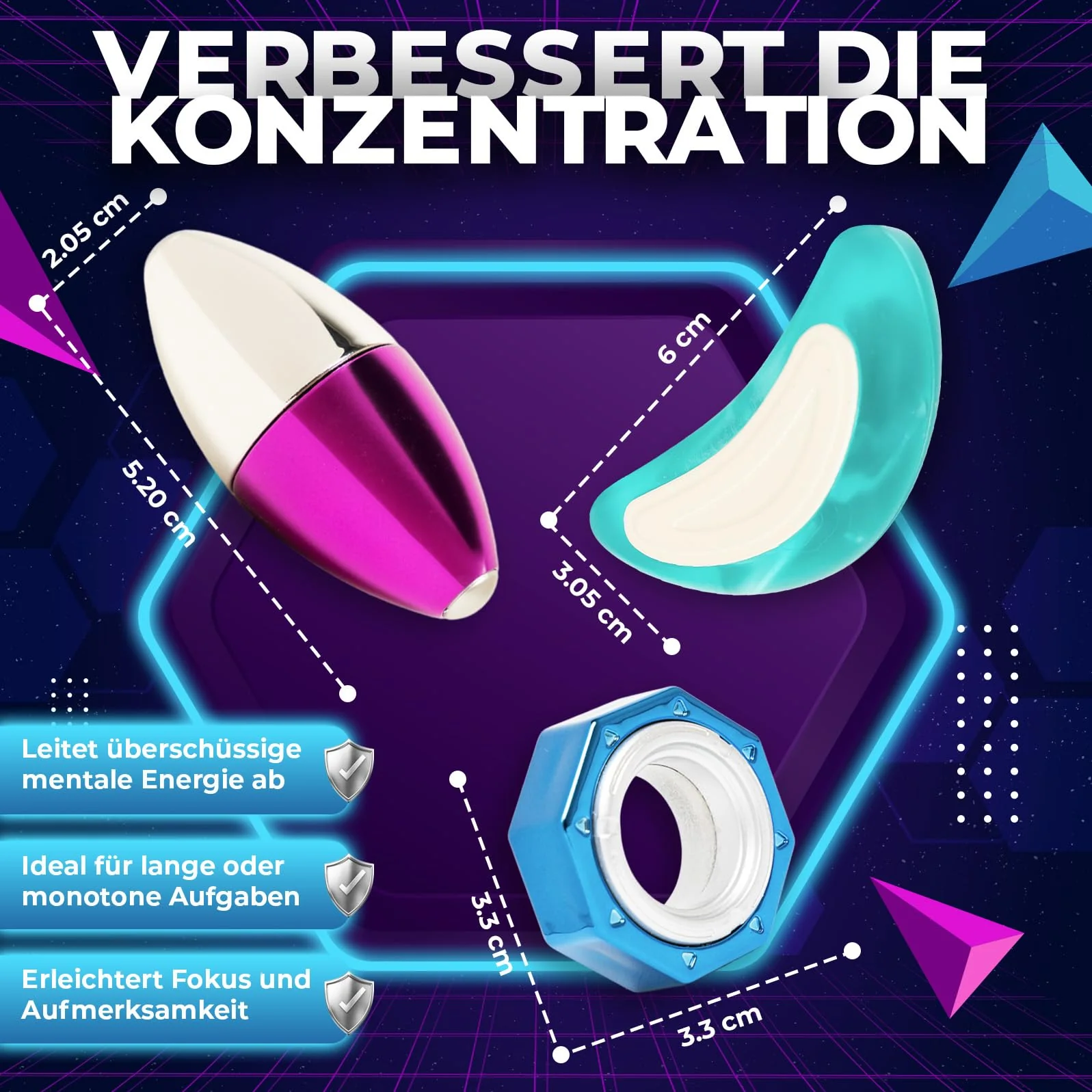 Anti-Stress Fidget Toy 3er-Set – Für Fokus, Ruhe & Balance im Alltag – Magnetisches Set mit Spinner, Slider & Ring – Für Erwachsene & Jugendliche – Geschenkidee - Image 7