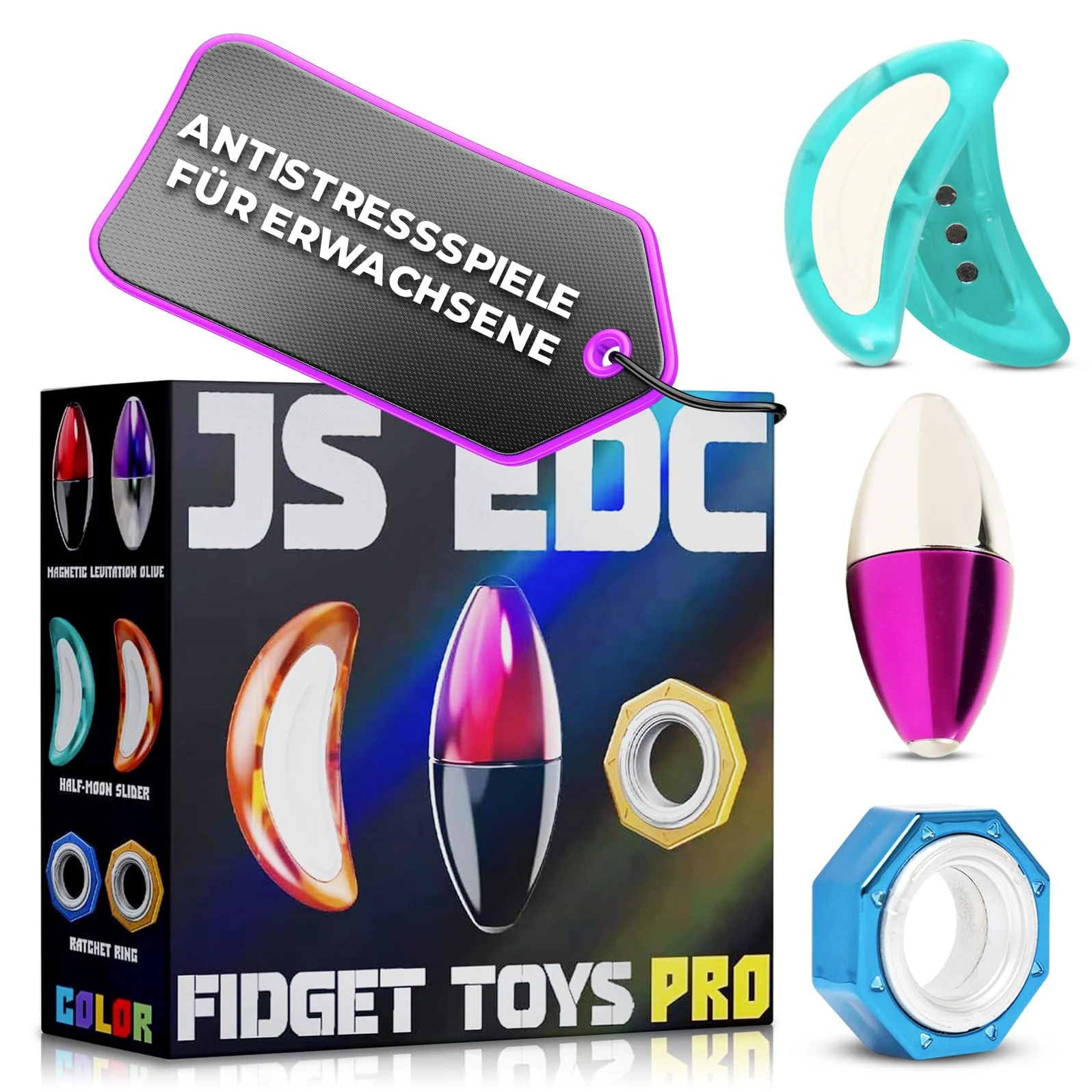 Anti-Stress Fidget Toy 3er-Set – Für Fokus, Ruhe & Balance im Alltag – Magnetisches Set mit Spinner, Slider & Ring – Für Erwachsene & Jugendliche – Geschenkidee - Image 8