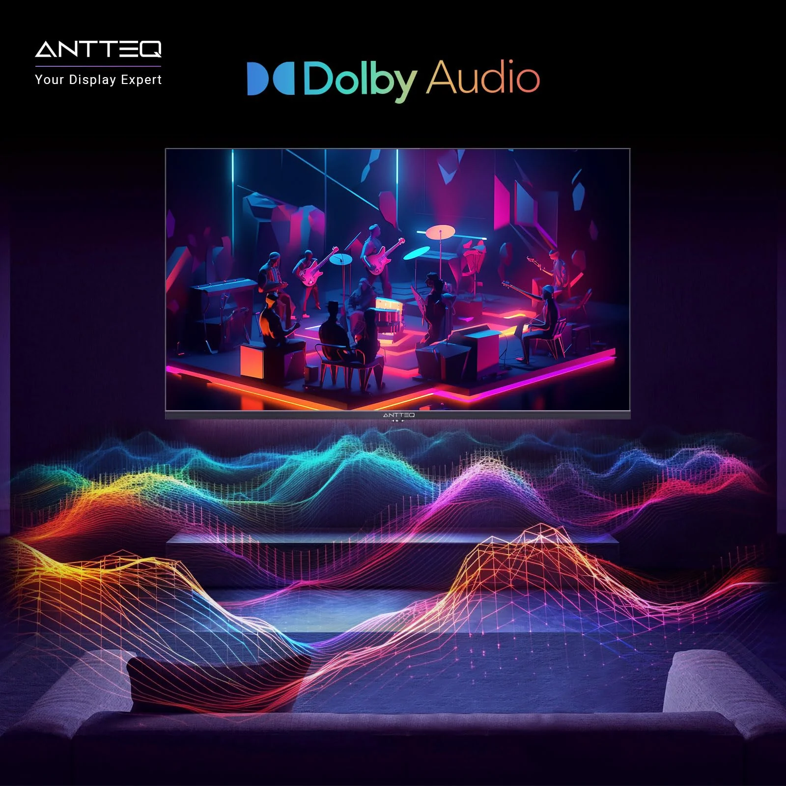 Antteq AV32 Fernseher 32 Zoll (80 cm) Smart TV mit Netflix, Prime Video, Rakuten TV, DAZN, Disney+, YouTube, UVM, WiFi, Triple-Tuner DVB-T2 / S2 / C, Dolby Audio 2024 - Image 3