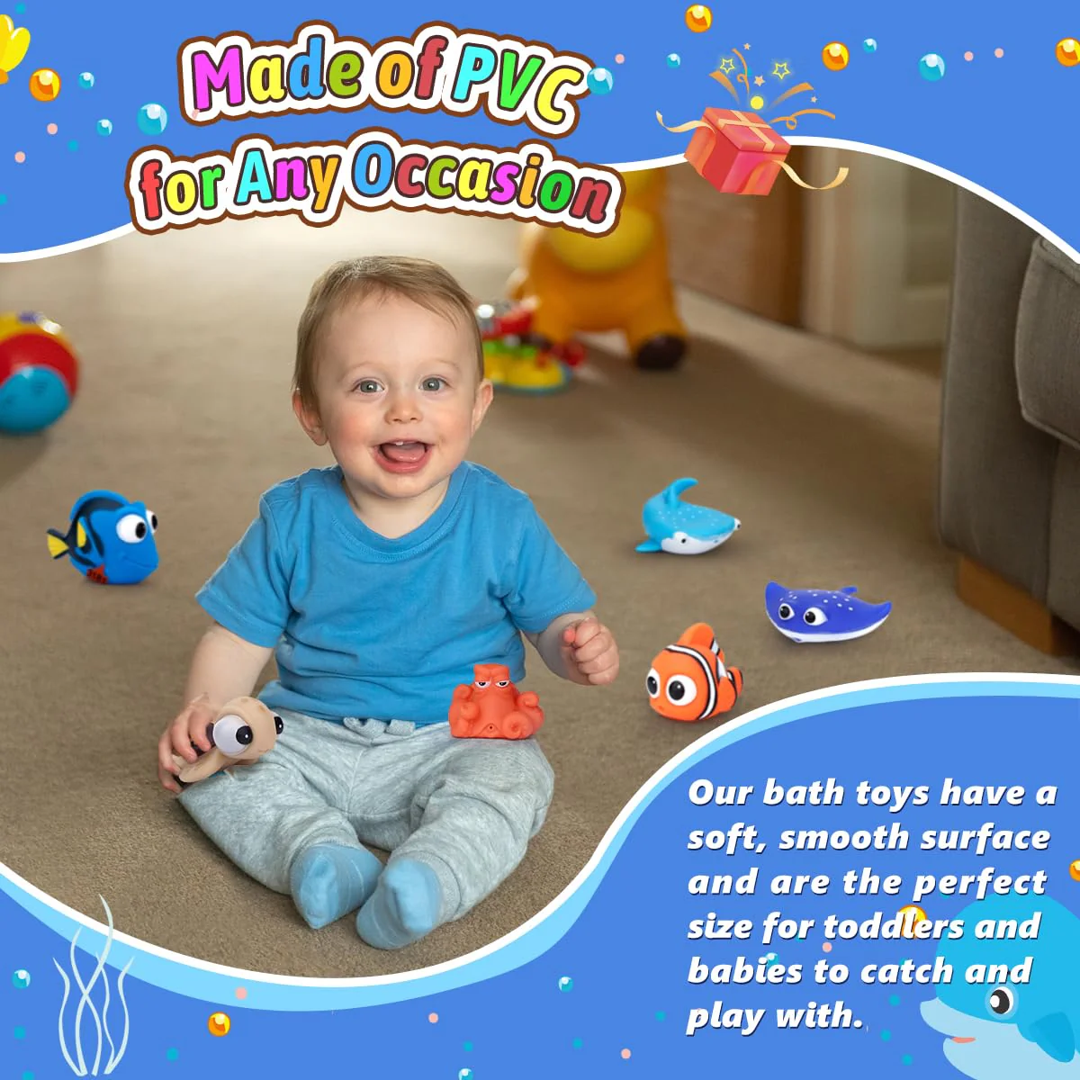 Anzmtosn Schwimmen Babys Badezeit Fisch Spielzeug Glücklich Unterwasser Geschichte Wasser Spritzen Spray Badewanne Baby Spielen Kinder Wasser Spielzeug (5 STÜCKE) - Image 2