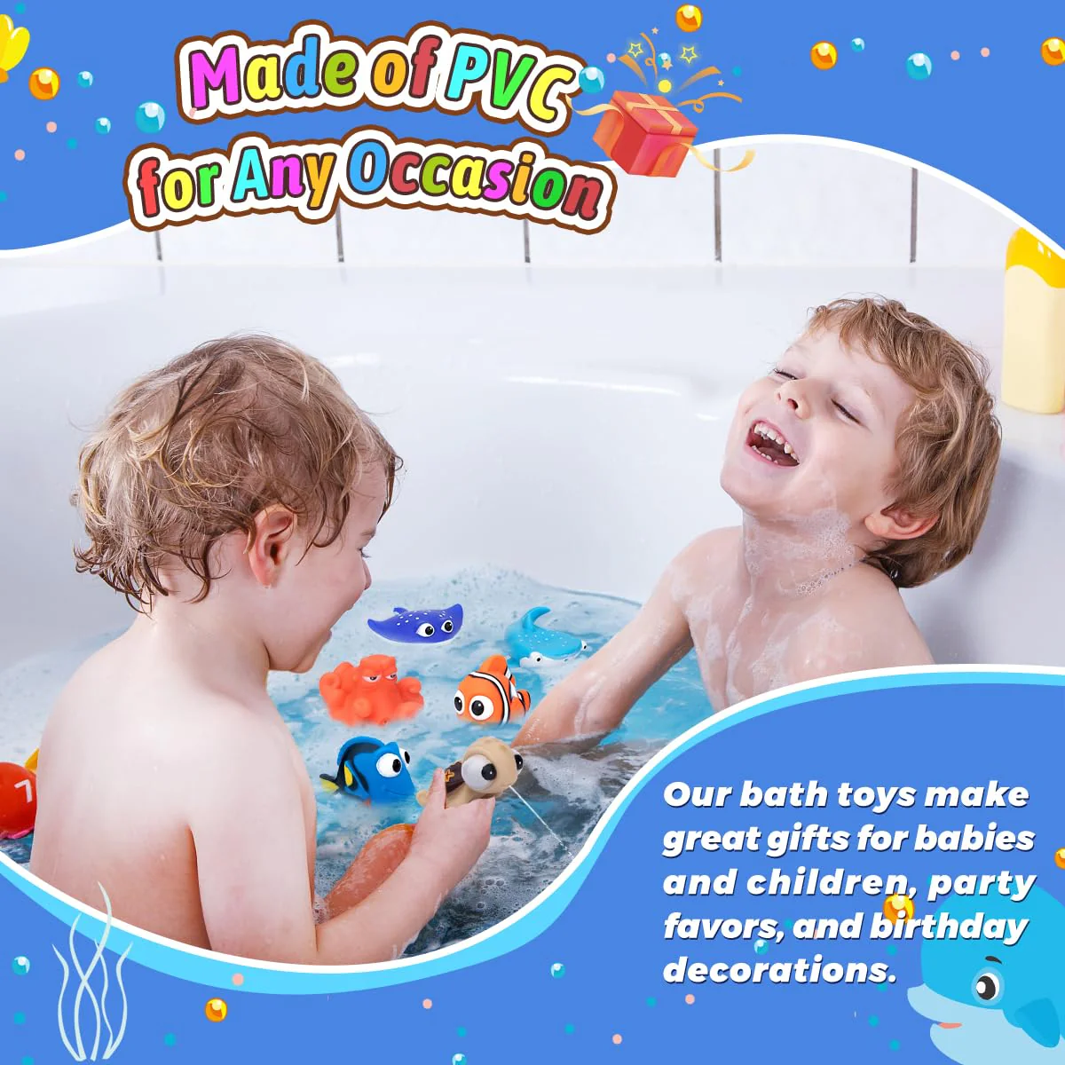 Anzmtosn Schwimmen Babys Badezeit Fisch Spielzeug Glücklich Unterwasser Geschichte Wasser Spritzen Spray Badewanne Baby Spielen Kinder Wasser Spielzeug (5 STÜCKE) - Image 3