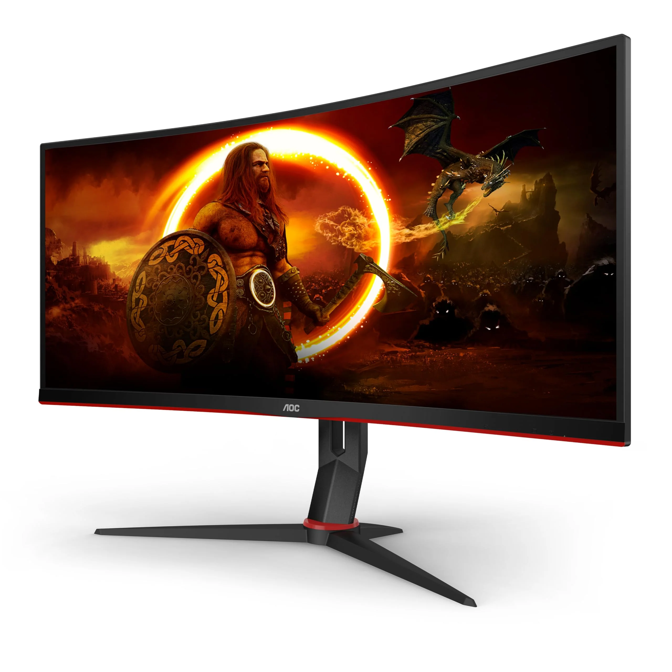AOC Gaming CU34G2X - 34 Zoll WQHD Curved Monitor, 144 Hz, 1ms, FreeSync Premium (3440x1440, HDMI, DisplayPort, USB Hub) schwarz/rot - Image 10