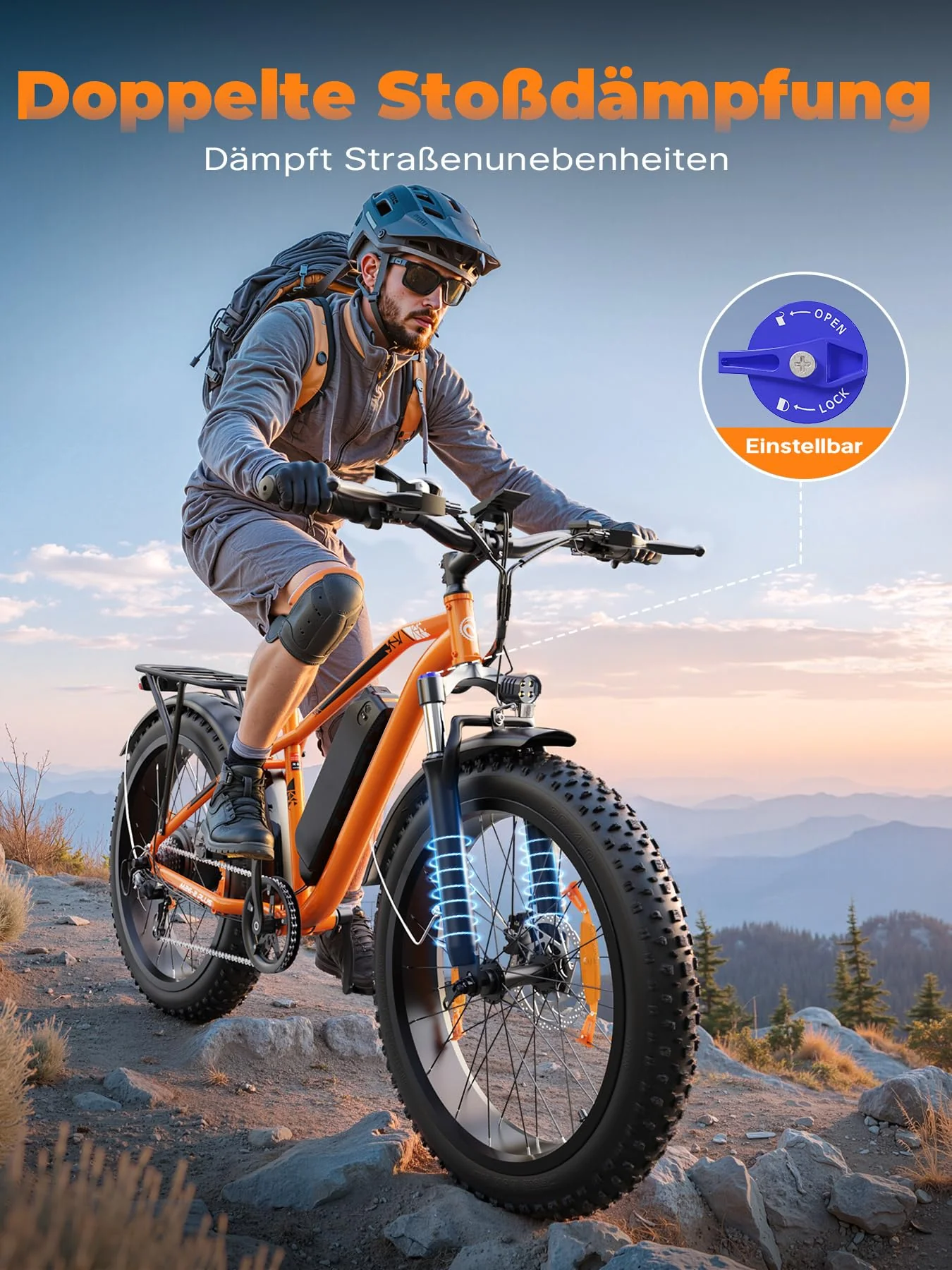 AOIHO E Bike, E-Bike Herren mit 48V 15Ah/13Ah Akku Bis 100-120KM, 26 * 4.0 Zoll Fat Tire 80NM Motor, EBike Damen LCD-Display, 7-Gang-All-Terrain E Fatbike, EMountainbike Für Stadtpendler & Wildn - Image 3