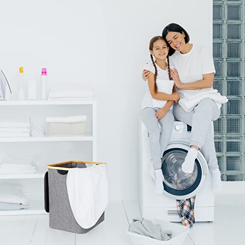 Aokyom Wäschekorb mit Deckel,60L Faltbar Wäschebox Wäschesammler Pop-Up Wäscheboxen Wäschetruhe Wäschetonne Wäschekiste Wäschekörbe Aufbewahrungskorb für Badzimmer Kleidung Spielzeug Organisation - Image 4