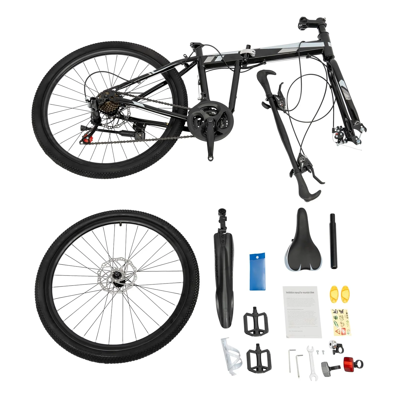 AOOUNGM 26 Zoll Mountainbike Erwachsenen, 21 Gang Fahrrad Jungen, Klappbares Hochkohlenstoffhaltiger Stahl MTB, Mountainbike für Damen & Herren - Image 3