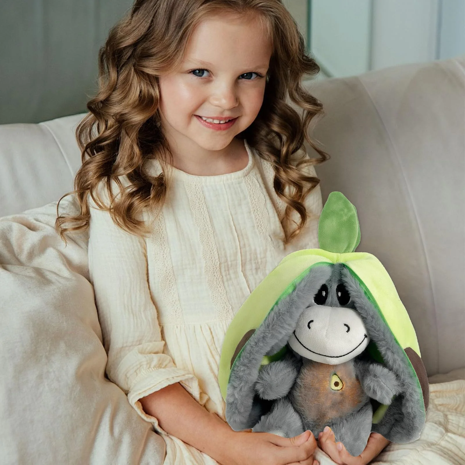 AOUZOVLI Atmendes Kuscheltier, Schlafender Plüsch Esel, Unsichtbarer Klettverschluss zum Einfachen Abnehmen und Waschen, Simuliert das Saugen, Begleitet Kinder in Einen Ruhigen Schlaf - Image 3