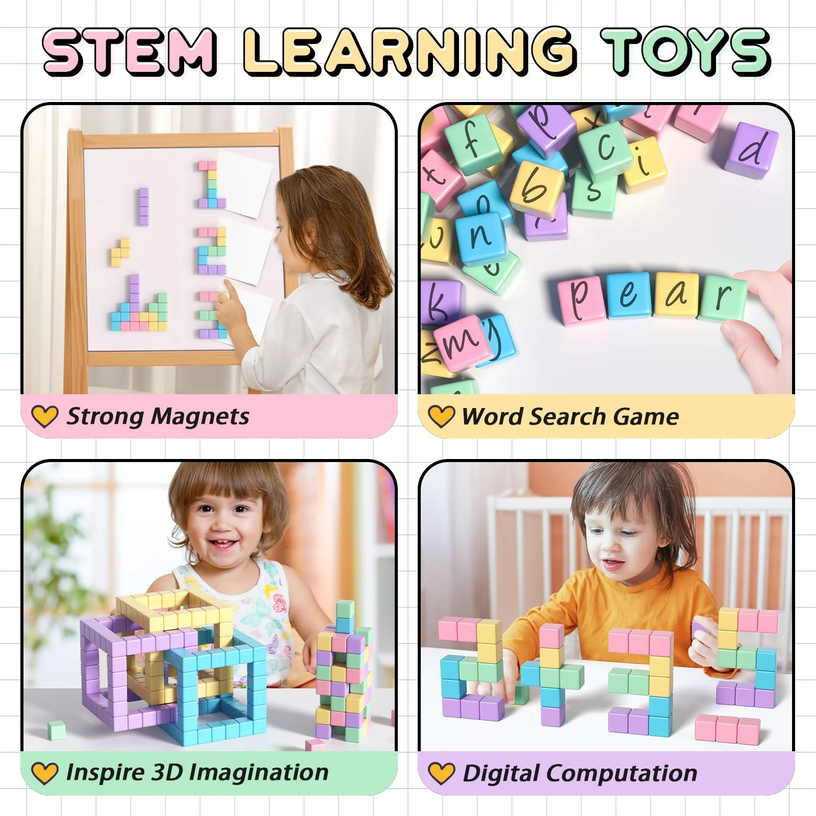 Apluses Magnetische Bausteine – Kinderspielzeug, magnetisches Bauspielzeug, Puzzlebaustein, Magnetisches Konstruktionsspielzeug für Kinder, geeignet für Jungen und Mädchen ab 3 Jahren - Image 5