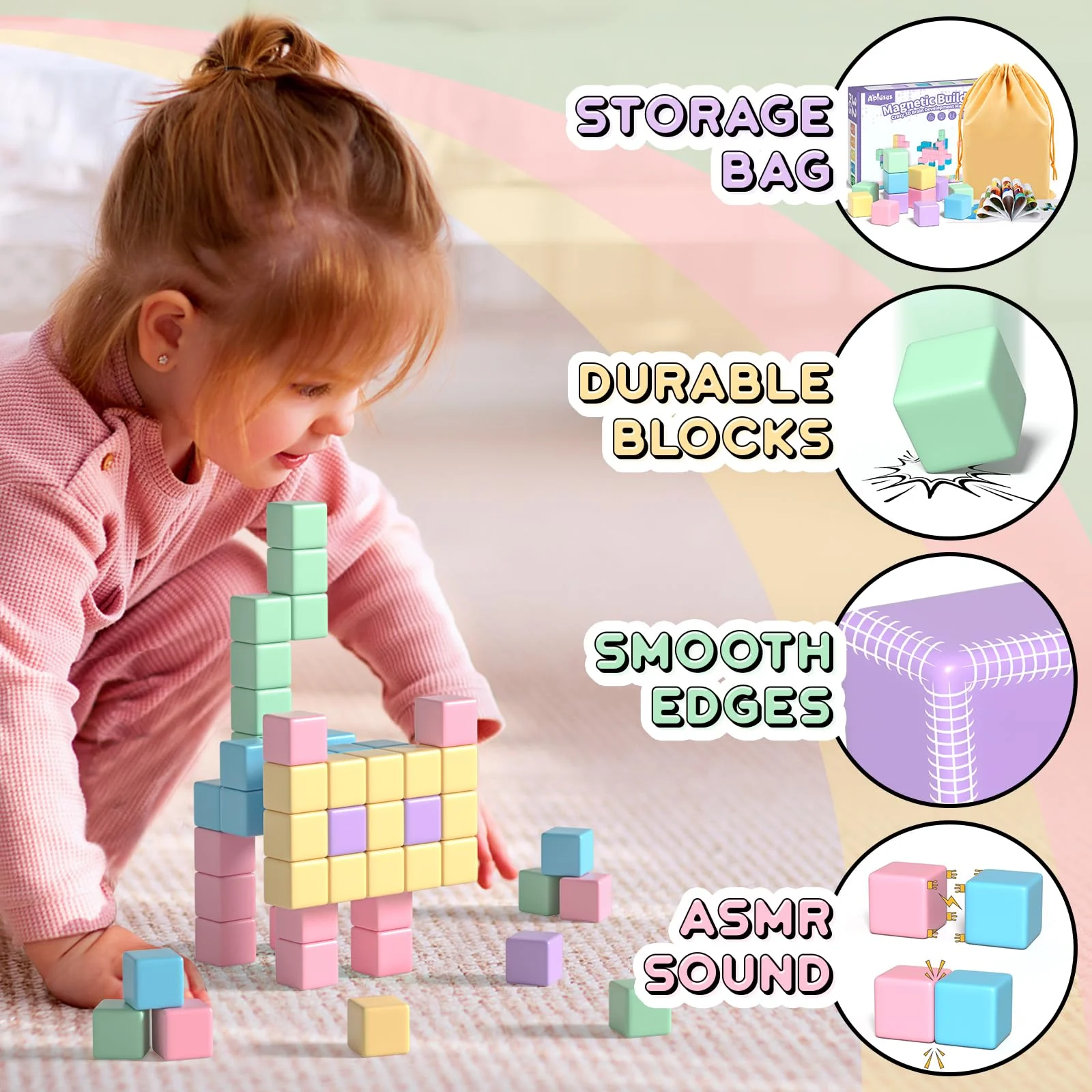 Apluses Magnetische Bausteine – Kinderspielzeug, magnetisches Bauspielzeug, Puzzlebaustein, Magnetisches Konstruktionsspielzeug für Kinder, geeignet für Jungen und Mädchen ab 3 Jahren - Image 6