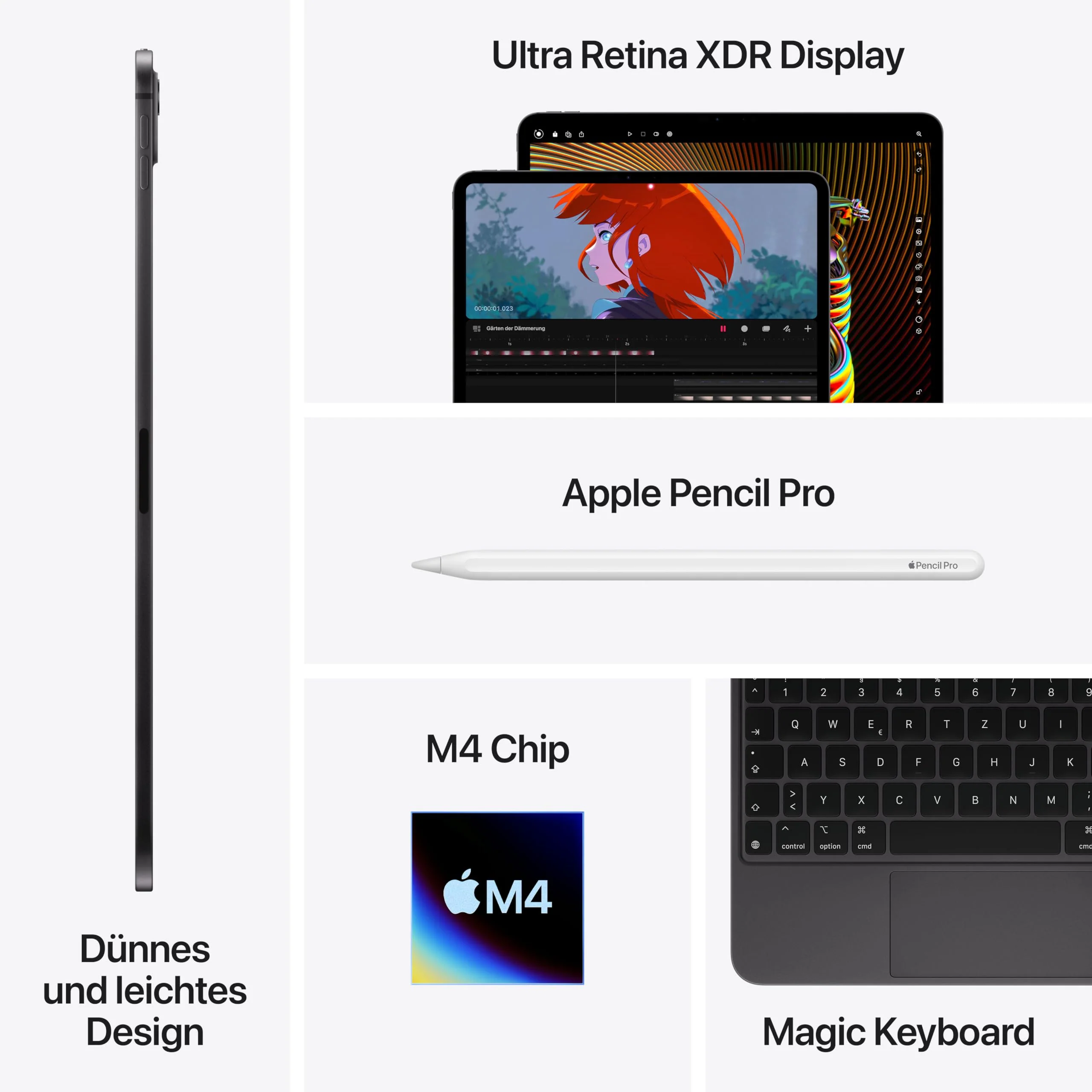 Apple 11" iPad Pro (M4): Ultra Retina XDR Display, 256 GB, 12 MP Querformat Frontkamera/12 MP Rückkamera, LiDAR Scanner, WLAN 6E, Face ID, Batterie für den ganzen Tag, Standardglas – Silber - Image 3