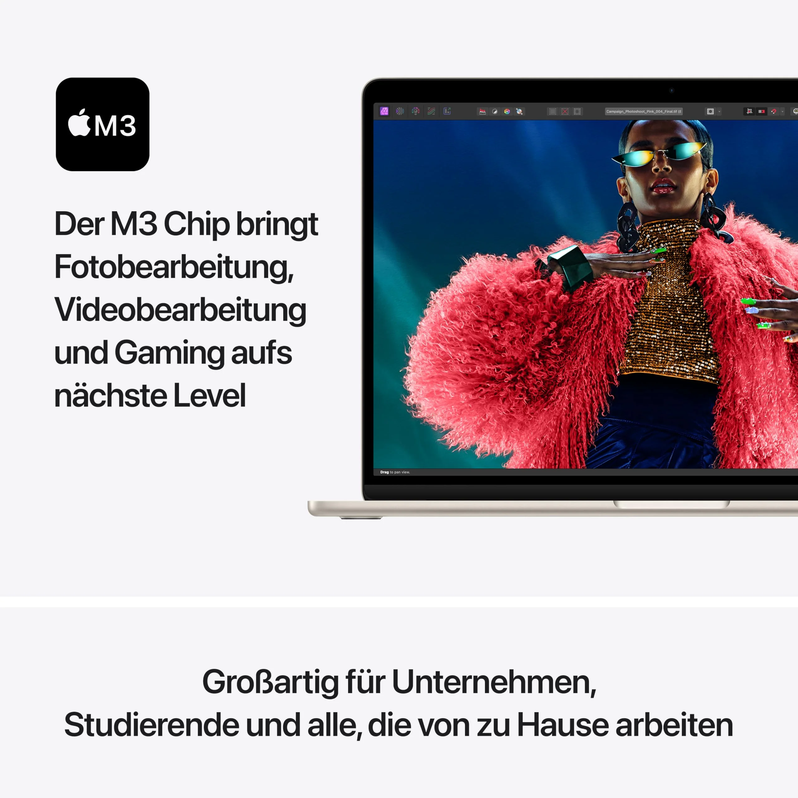 Apple 15" MacBook Air Laptop mit M3 Chip: 15,3" Liquid Retina Display, 16 GB gemeinsamer Arbeitsspeicher, 256 GB SSD Speicher, beleuchtete Tastatur, 1080p FaceTime HD Kamera, Touch ID, Polarstern - Image 5