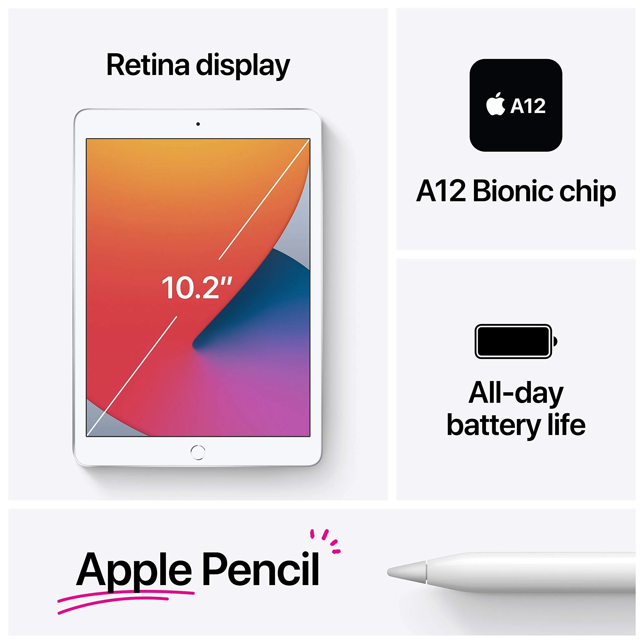 Apple 2020 iPad (10,2-Zoll, Wi-Fi, 128GB) Silber (Generalüberholt)