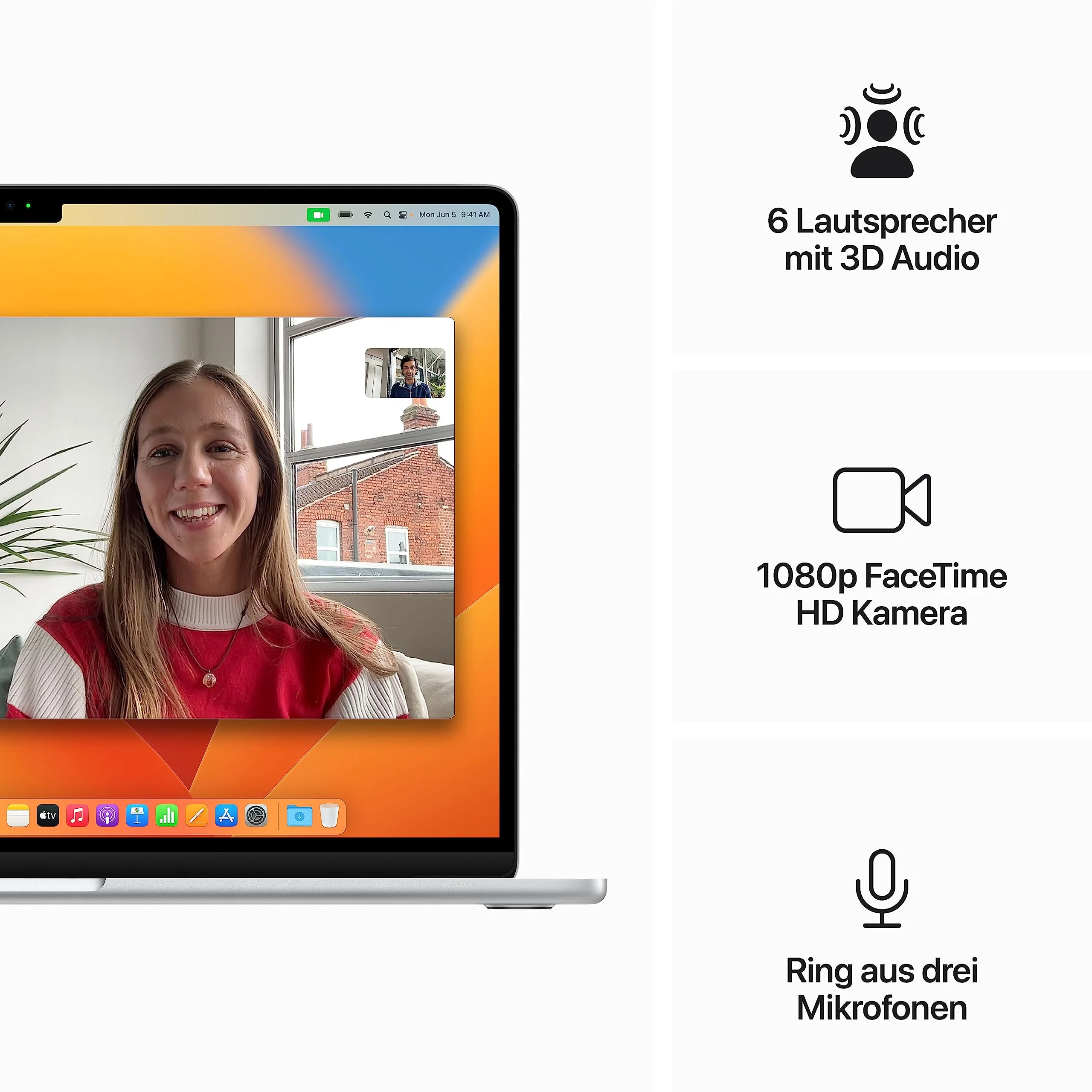 Apple 2023 MacBook Air Laptop mit M2 Chip: 15,3" Liquid Retina Display, 8GB RAM, 512 GB SSD Speicher, beleuchtete Tastatur, 1080p FaceTime HD Kamera. Funktioniert mit iPhone/iPad, Silber - Image 4