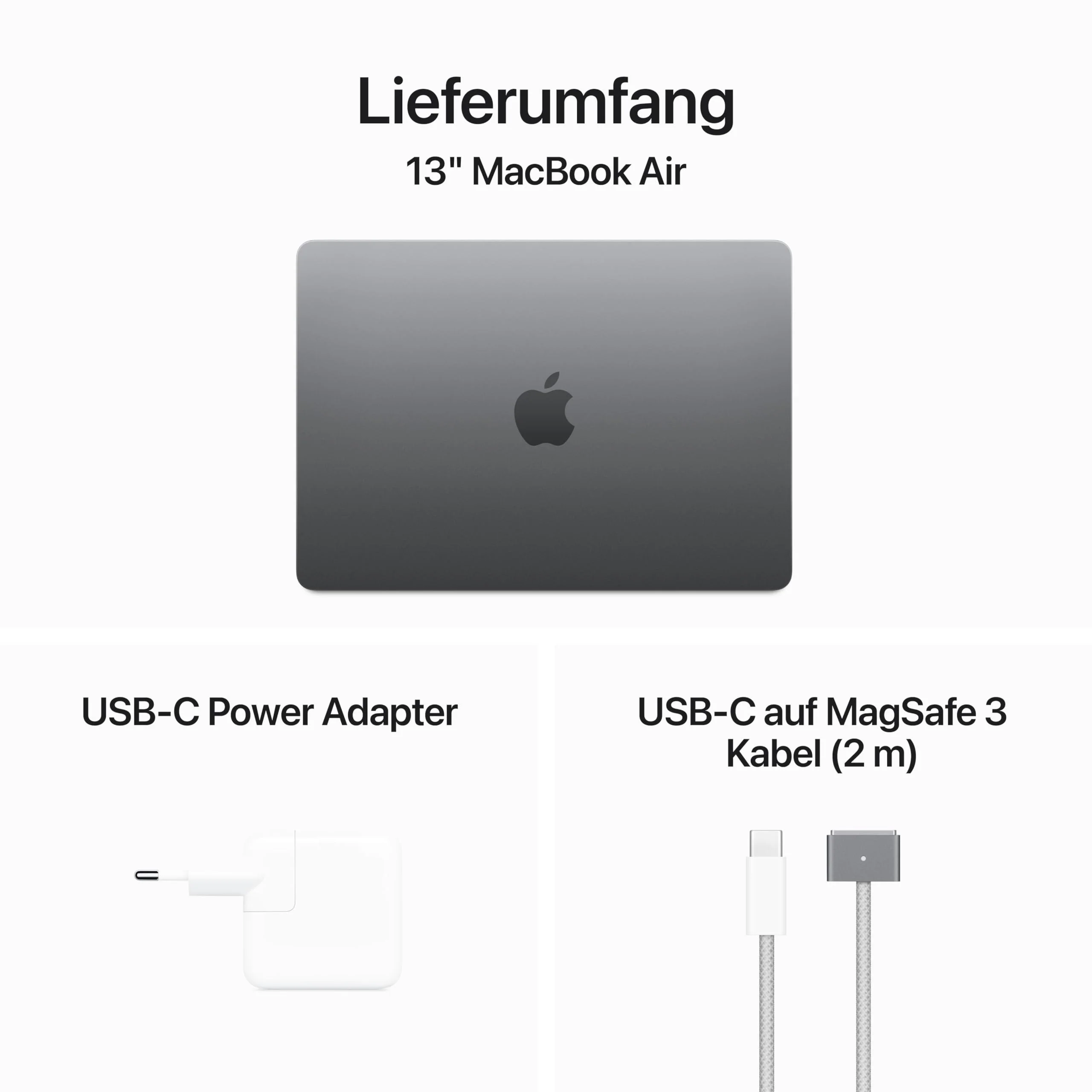 Apple 2024 13" MacBook Air Laptop mit M3 Chip: 13,6" Liquid Retina Display, 8 GB gemeinsamer Arbeitsspeicher, 256 GB SSD Speicher, beleuchtete Tastatur, 1080p FaceTime HD Kamera, Touch ID, Space Grau - Image 2