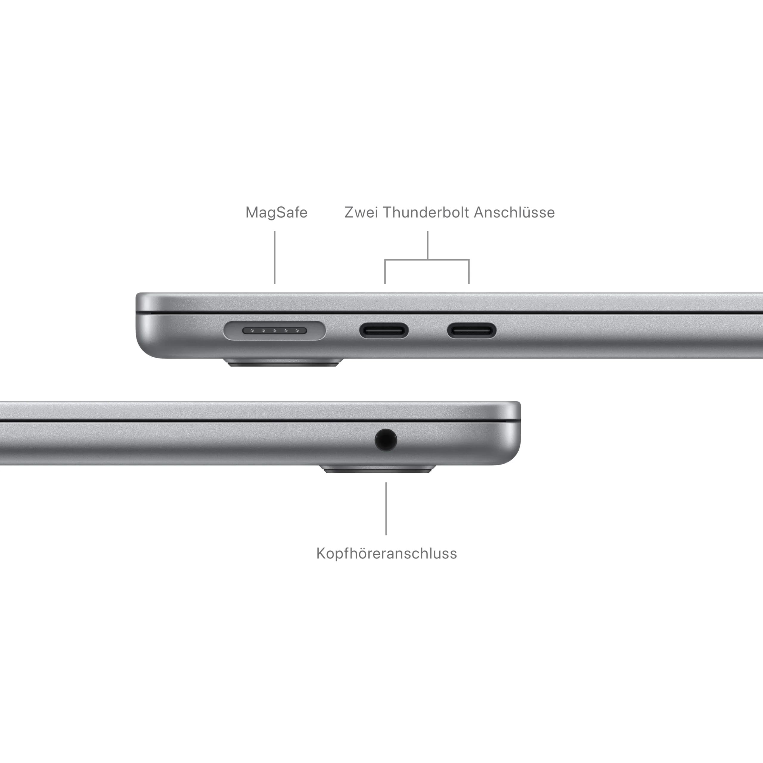 Apple 2024 13" MacBook Air Laptop mit M3 Chip: 13,6" Liquid Retina Display, 8 GB gemeinsamer Arbeitsspeicher, 256 GB SSD Speicher, beleuchtete Tastatur, 1080p FaceTime HD Kamera, Touch ID, Space Grau - Image 3