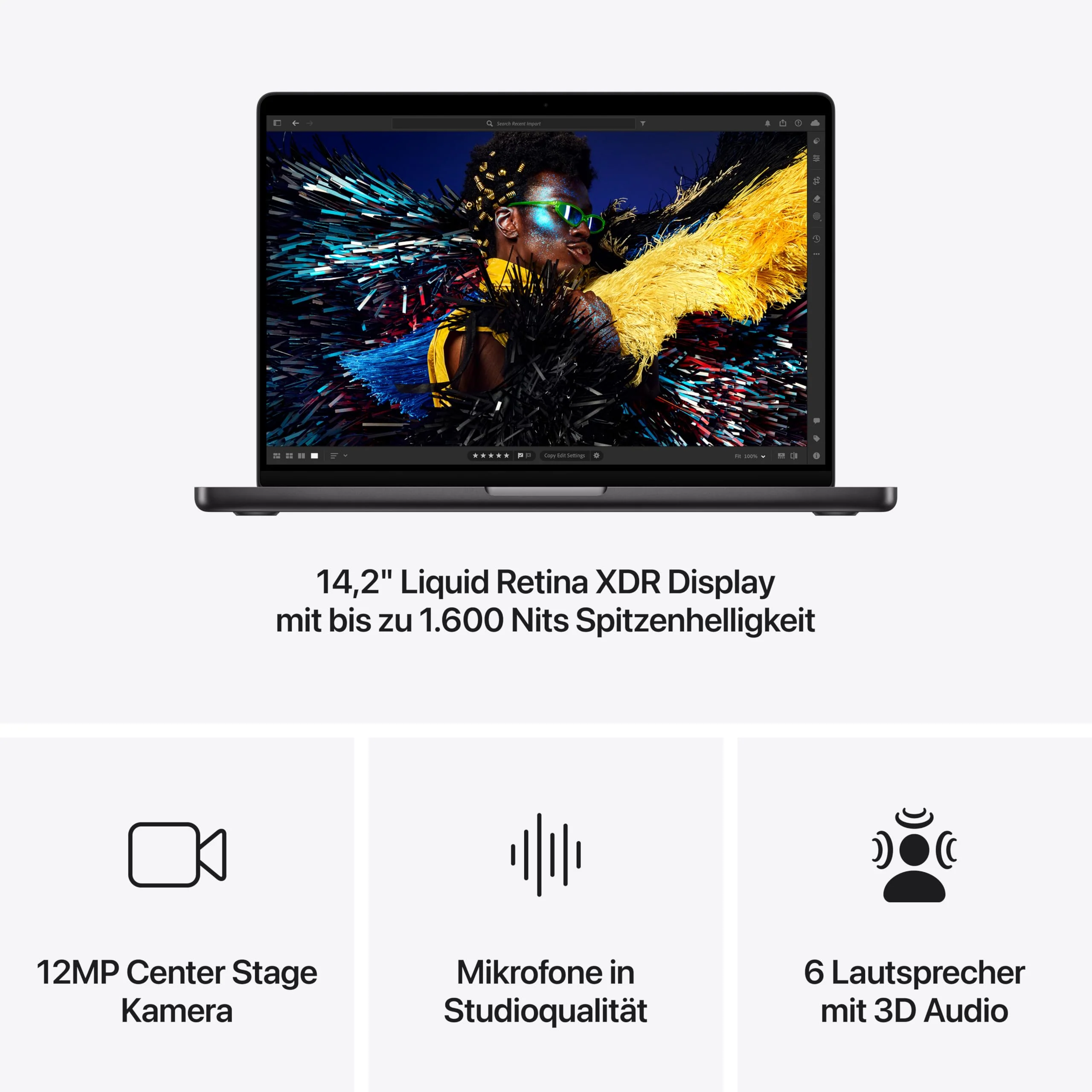 Apple 2024 MacBook Pro Laptop mit M4 Max Chip mit 14-Core CPU und 32-Core GPU: 14,2" Liquid Retina XDR Display, 36 GB gemeinsamer Arbeitsspeicher, 1 TB SSD Speicher; Space Schwarz - Image 3